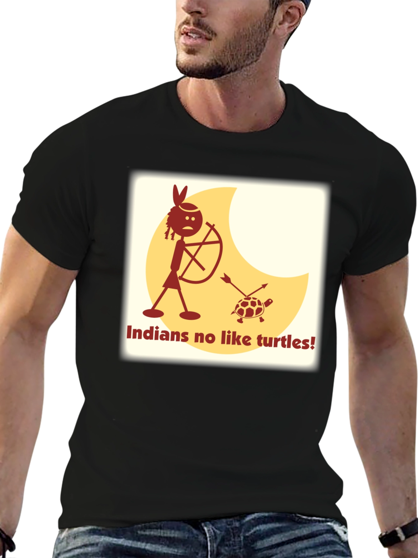 Black Indians No Like Turtles Funny T-Shirt view 6