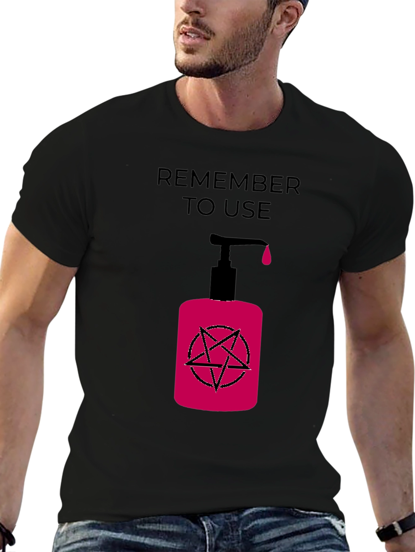 Black Remember to Use T-Shirt with Dark Humor Design view 6