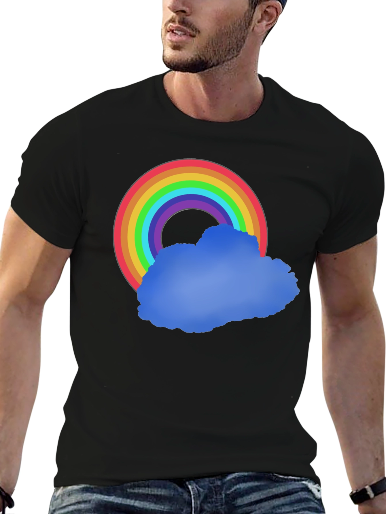 Black Rainbow Cloud Graphic Tee - Black Cotton Comfort view 6