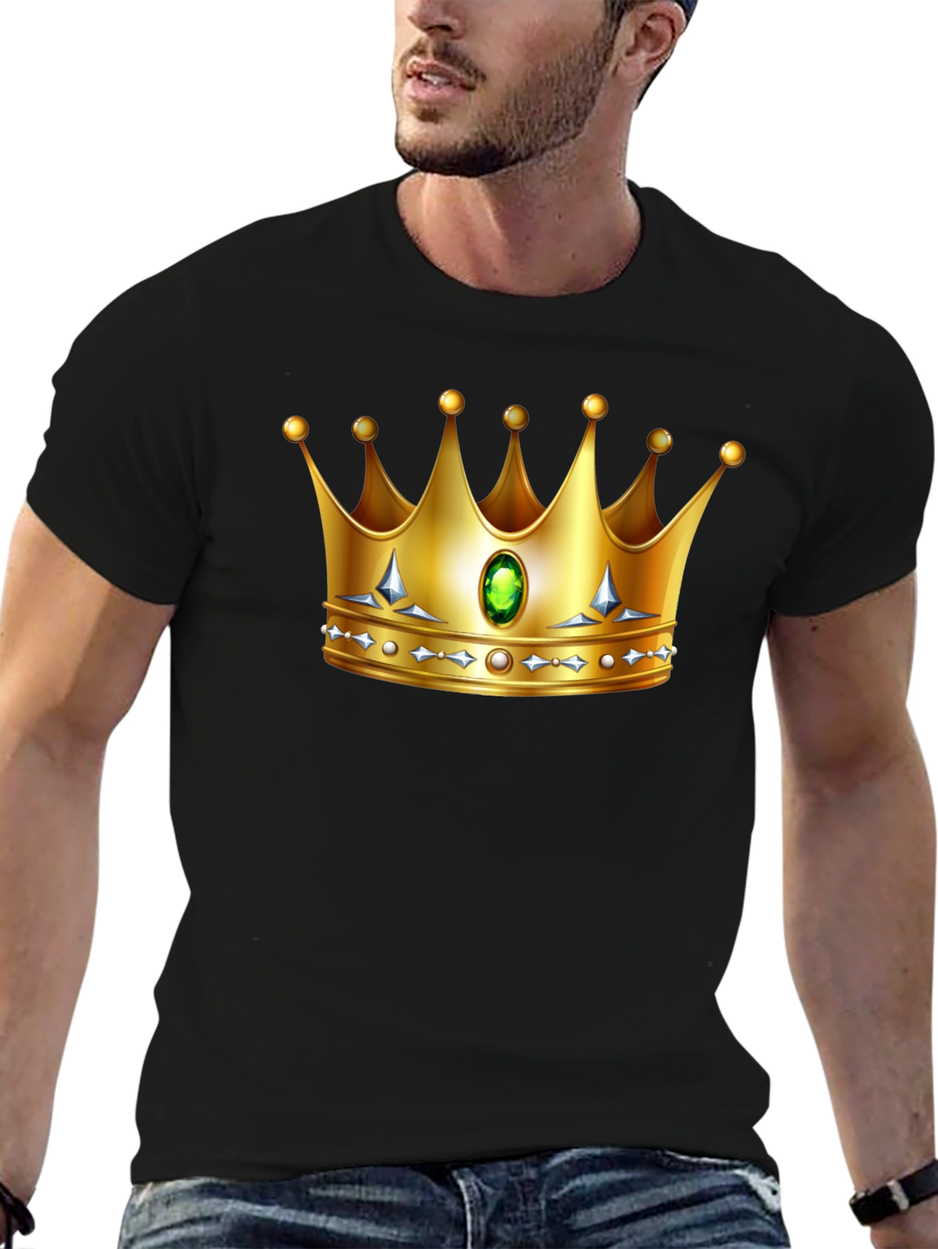 Black Golden Crown Graphic Tee - King/Queen Style view 6