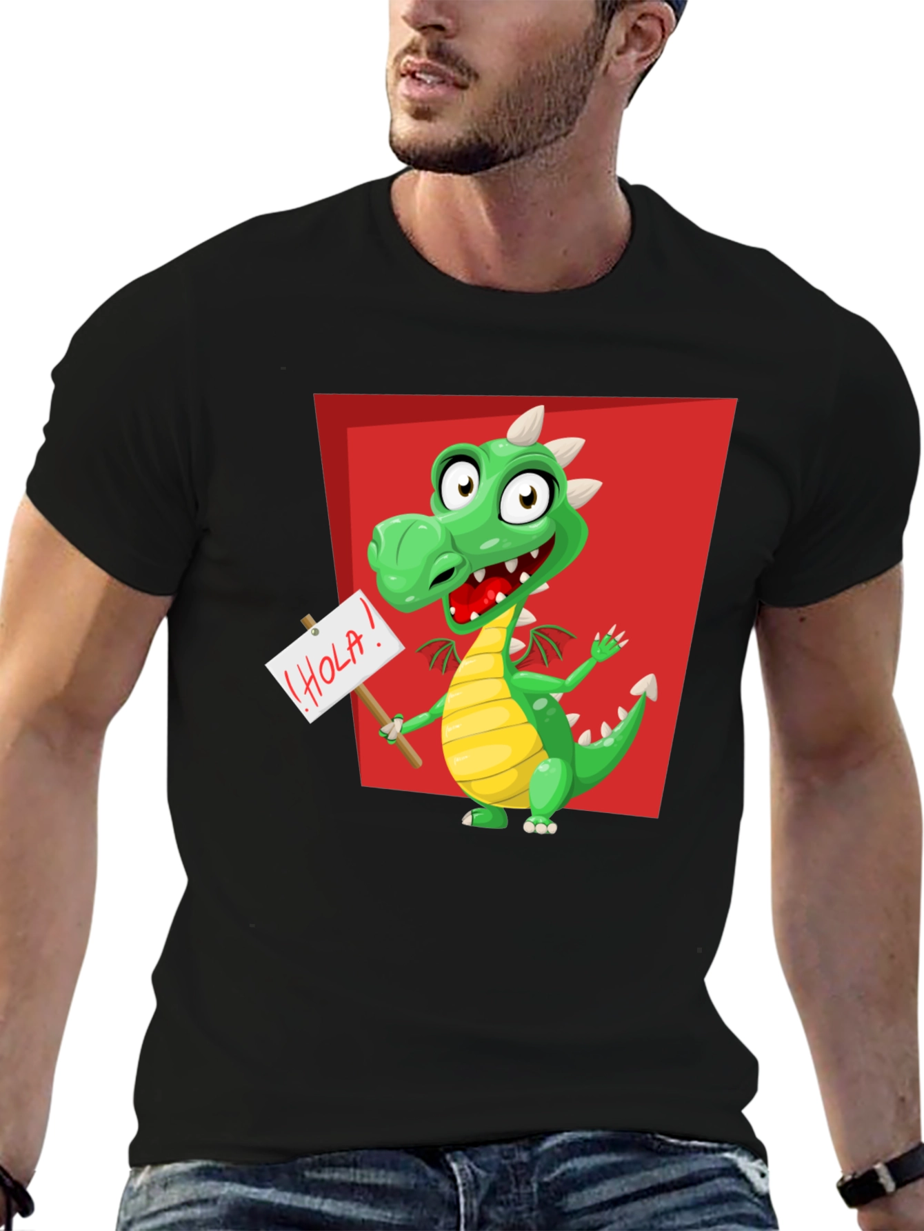 Black Cartoon Dragon T-Shirt - Fun & Unique Design view 6