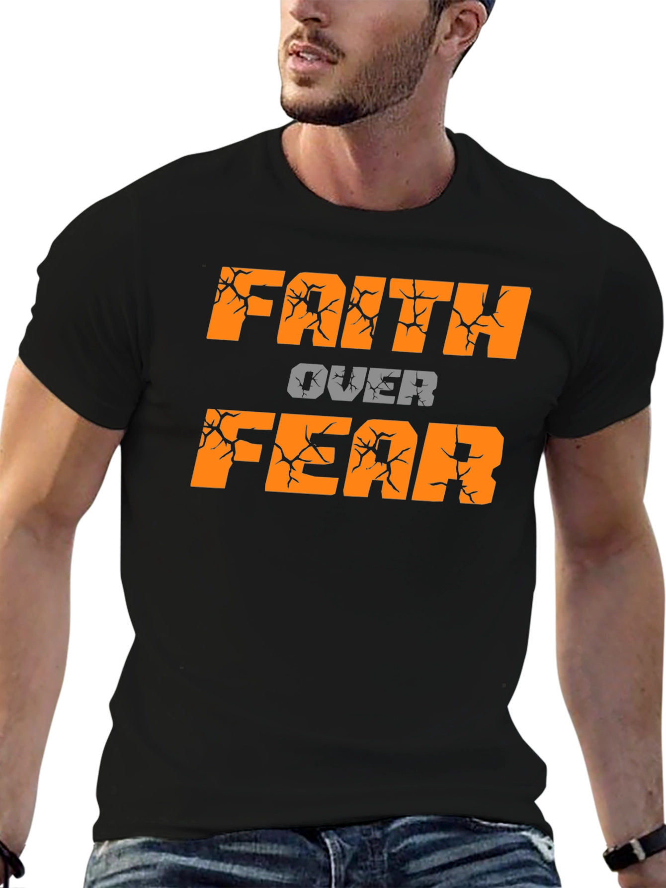 Black Faith Over Fear Black T-Shirt view 6