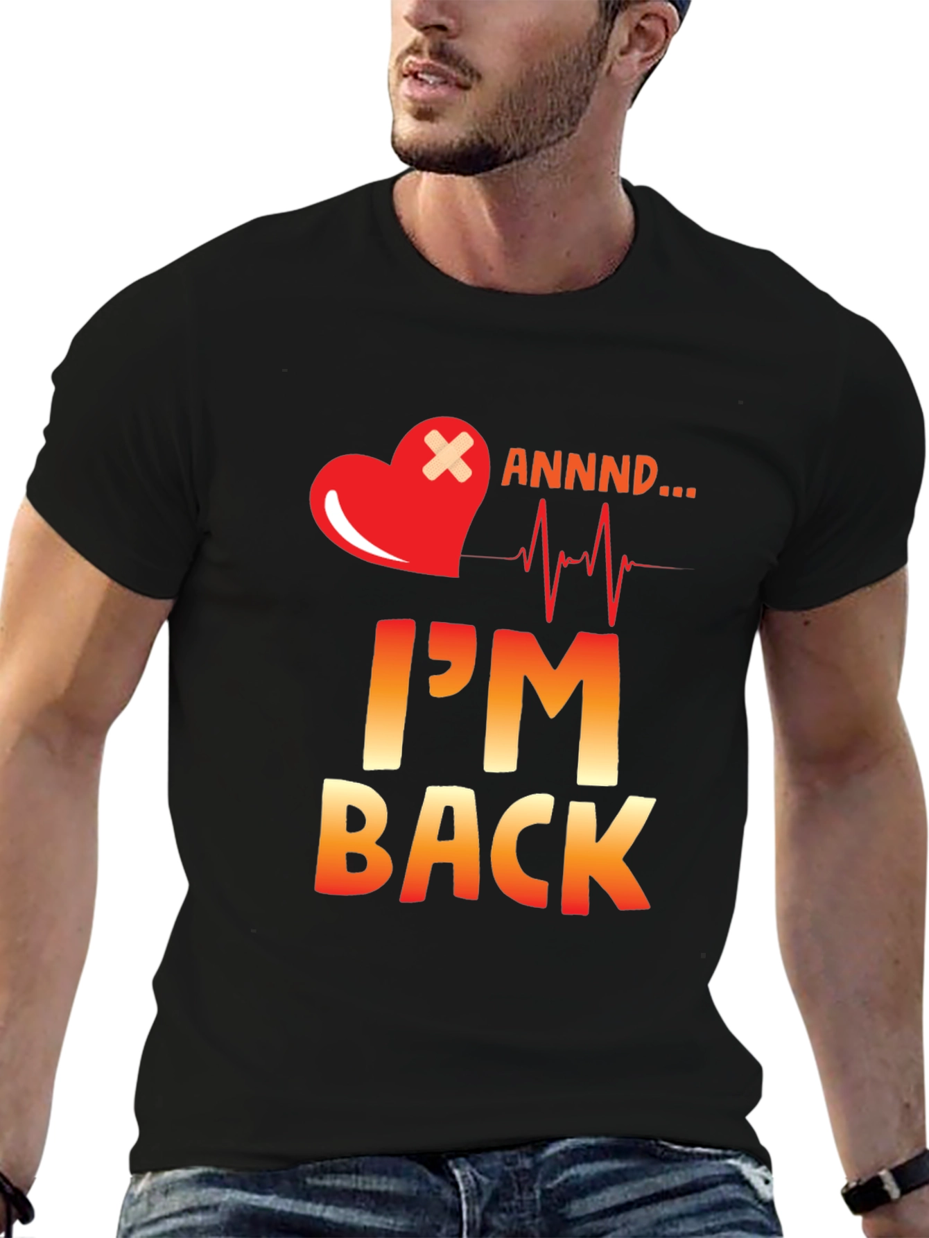 Black I'm Back Heartbeat Graphic Tee view 6