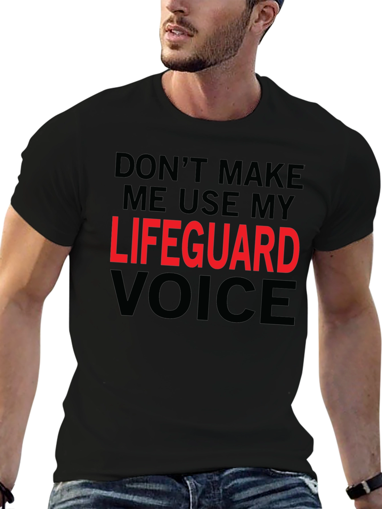Black Lifeguard Voice T-Shirt - Funny Sarcastic Tee view 6