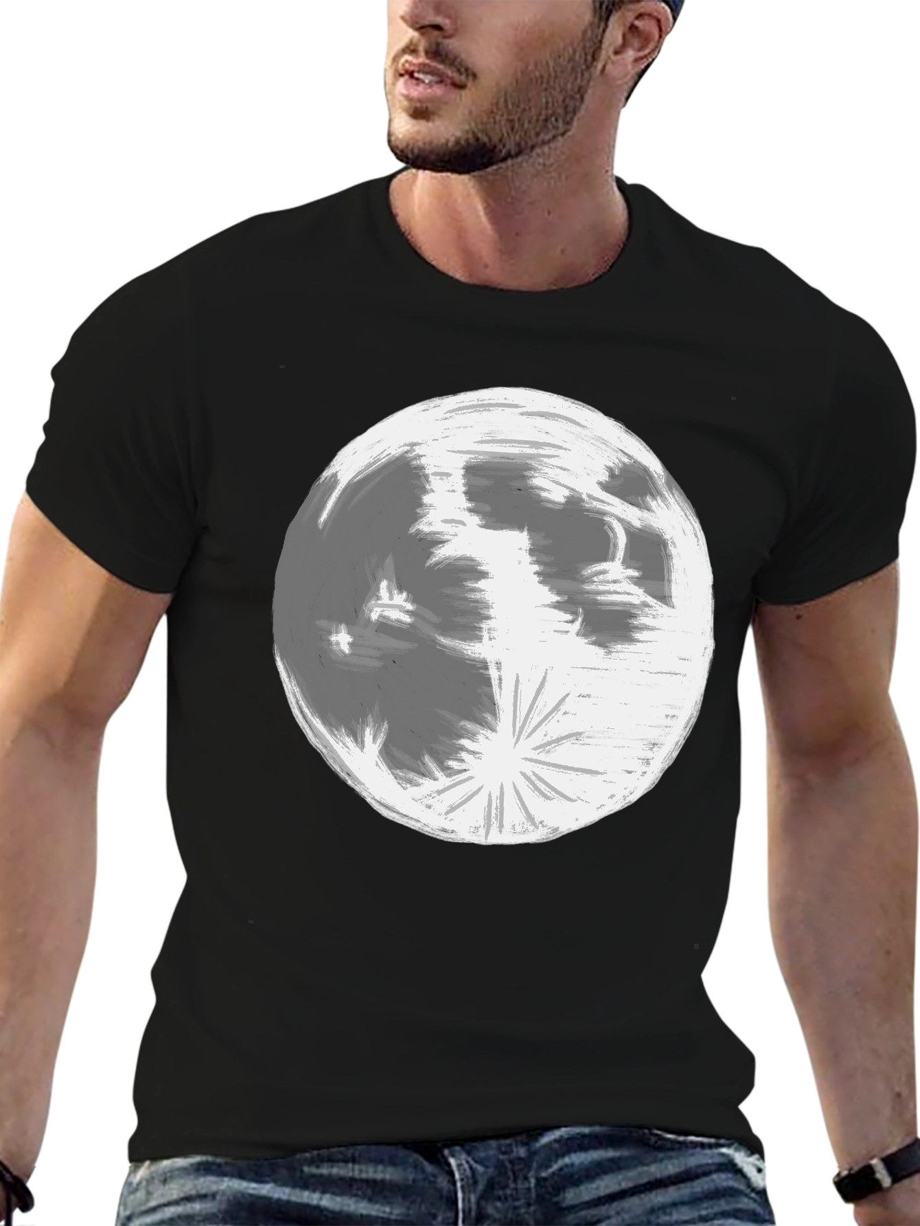 Black Lunar Graphic Tee - Classic Black Cotton view 6