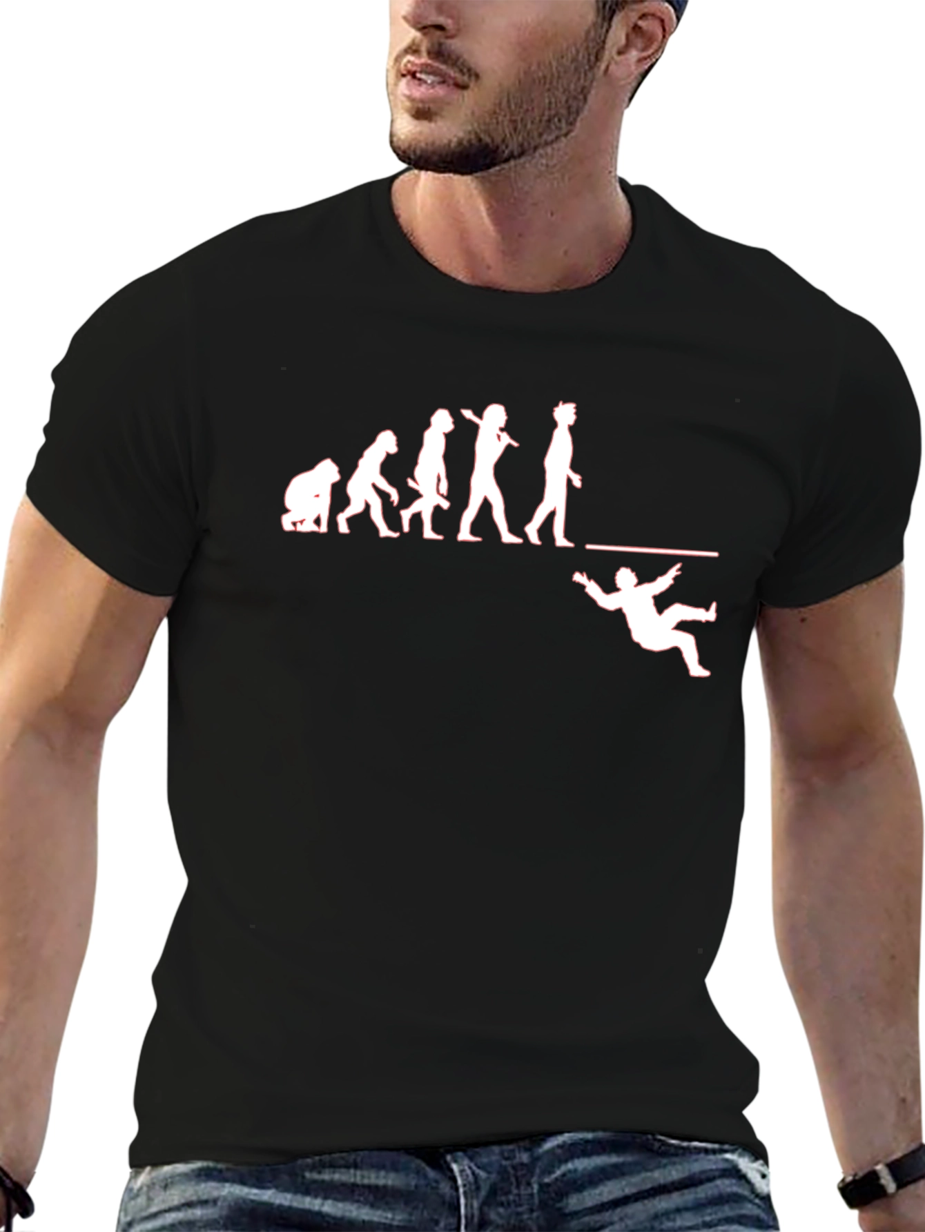 Black Evolution Fall T-Shirt - Humorous Design view 6