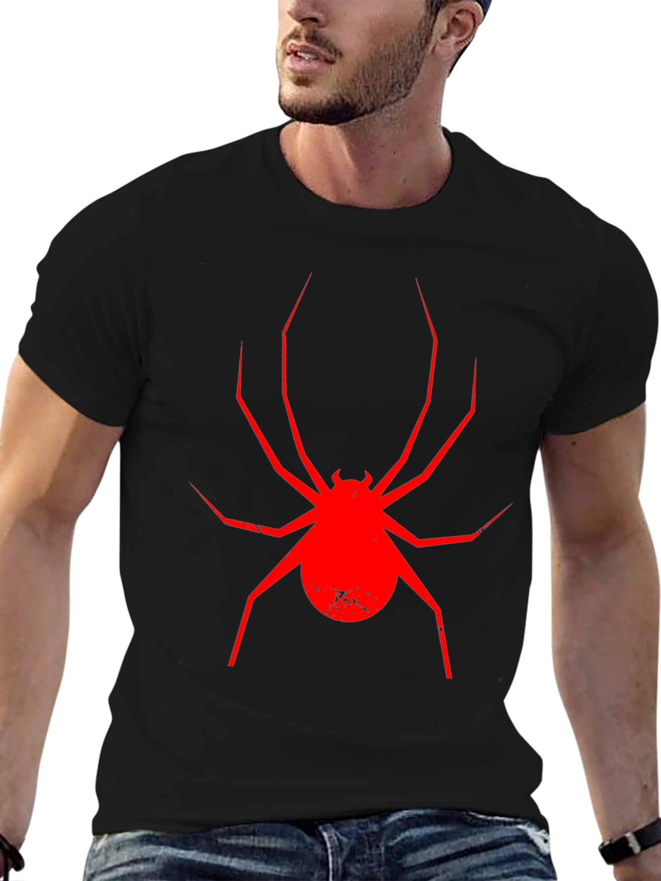 Red Spider Graphic Black T-Shirt - 6