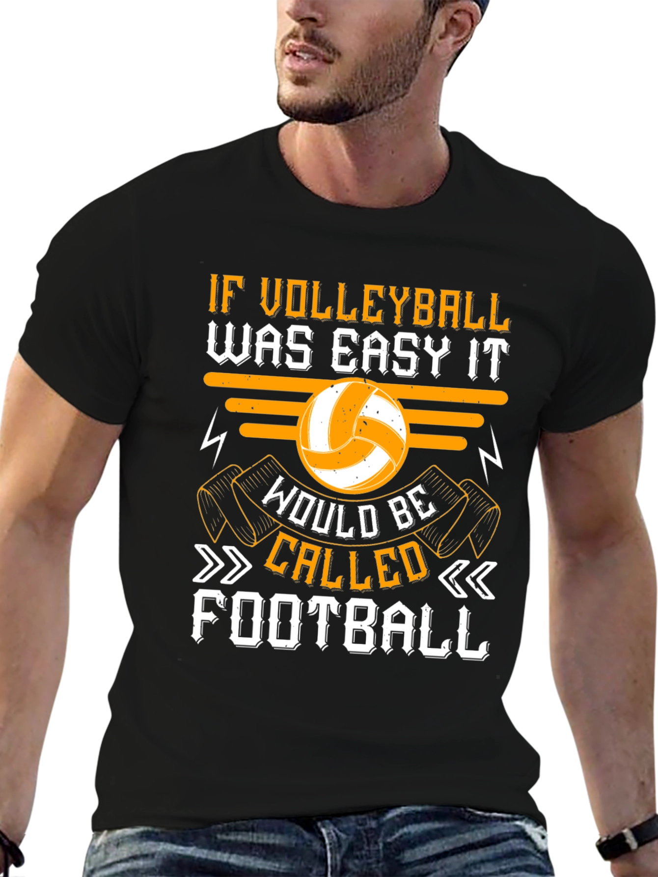 Black Volleyball Graphic T-Shirt - "If Volleyball Was Easy" Design view 6