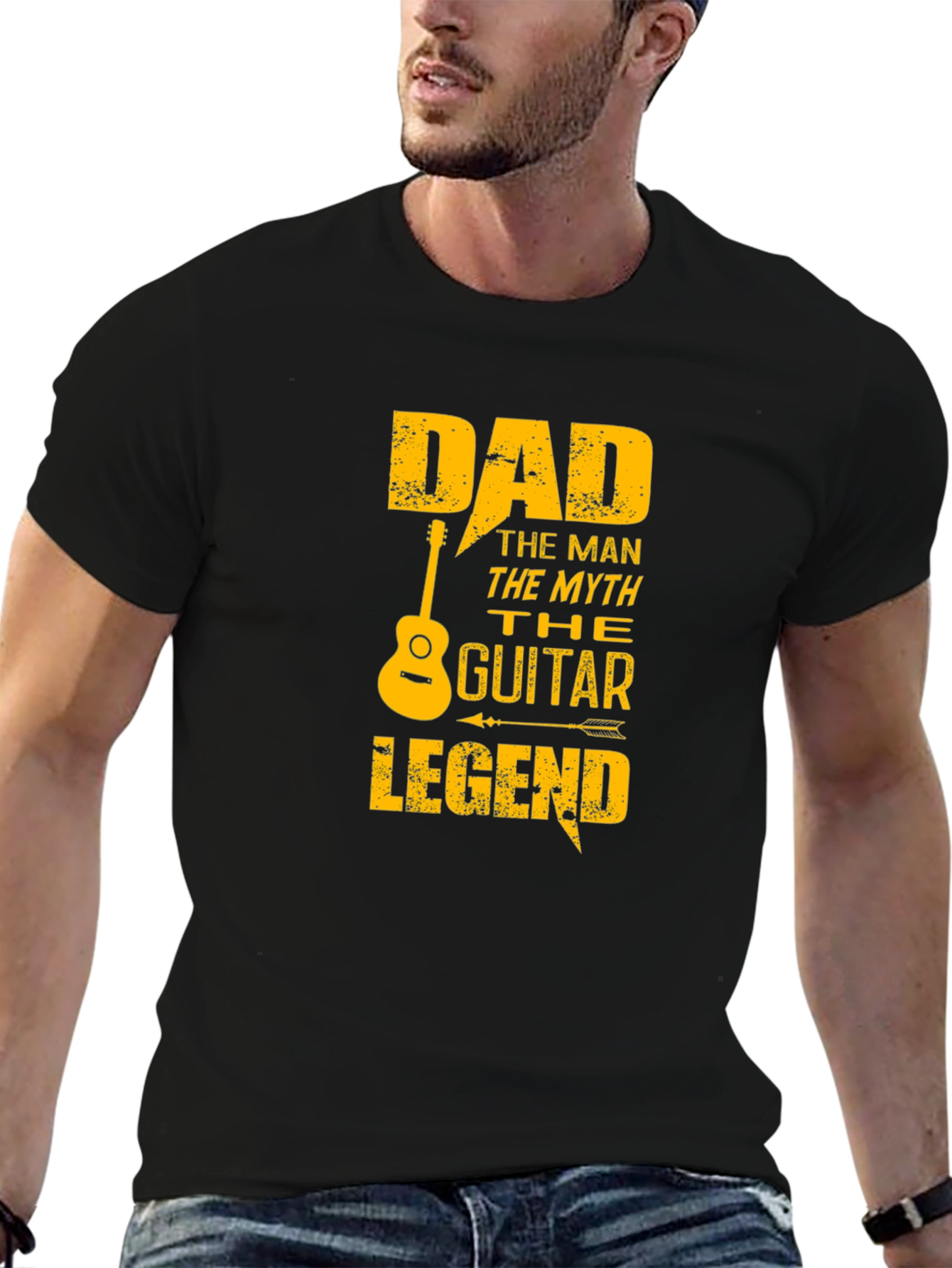 Black Dad Guitar Legend Black Graphic T-Shirt view 6