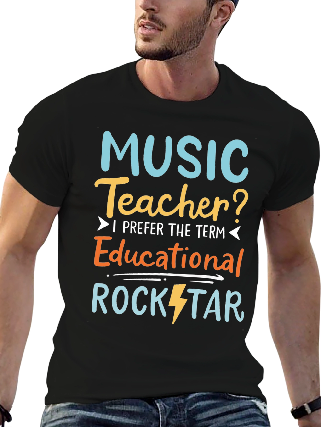 Black Music Teacher Educational Rockstar T-Shirt view 6
