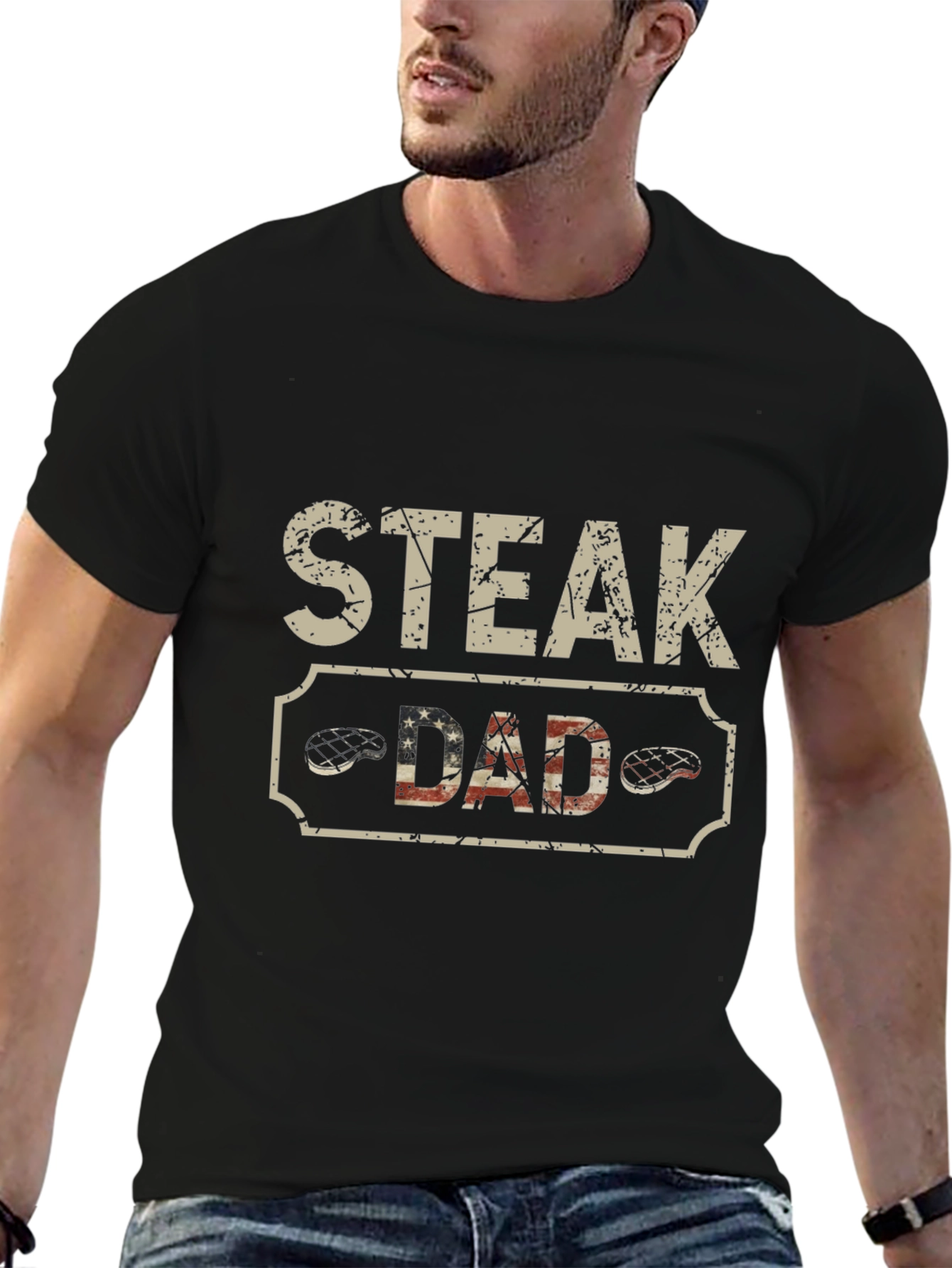 Black Steak Dad Black T-Shirt view 6