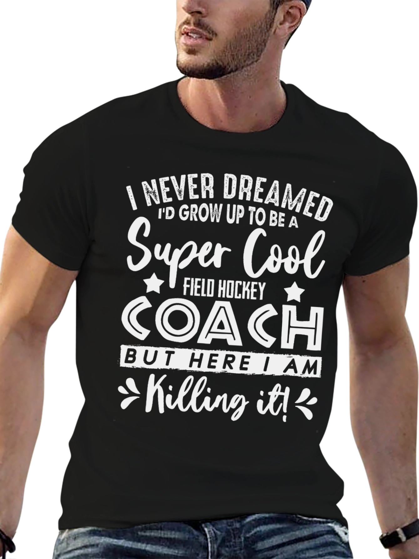 Black Super Cool Field Hockey Coach T-Shirt view 6