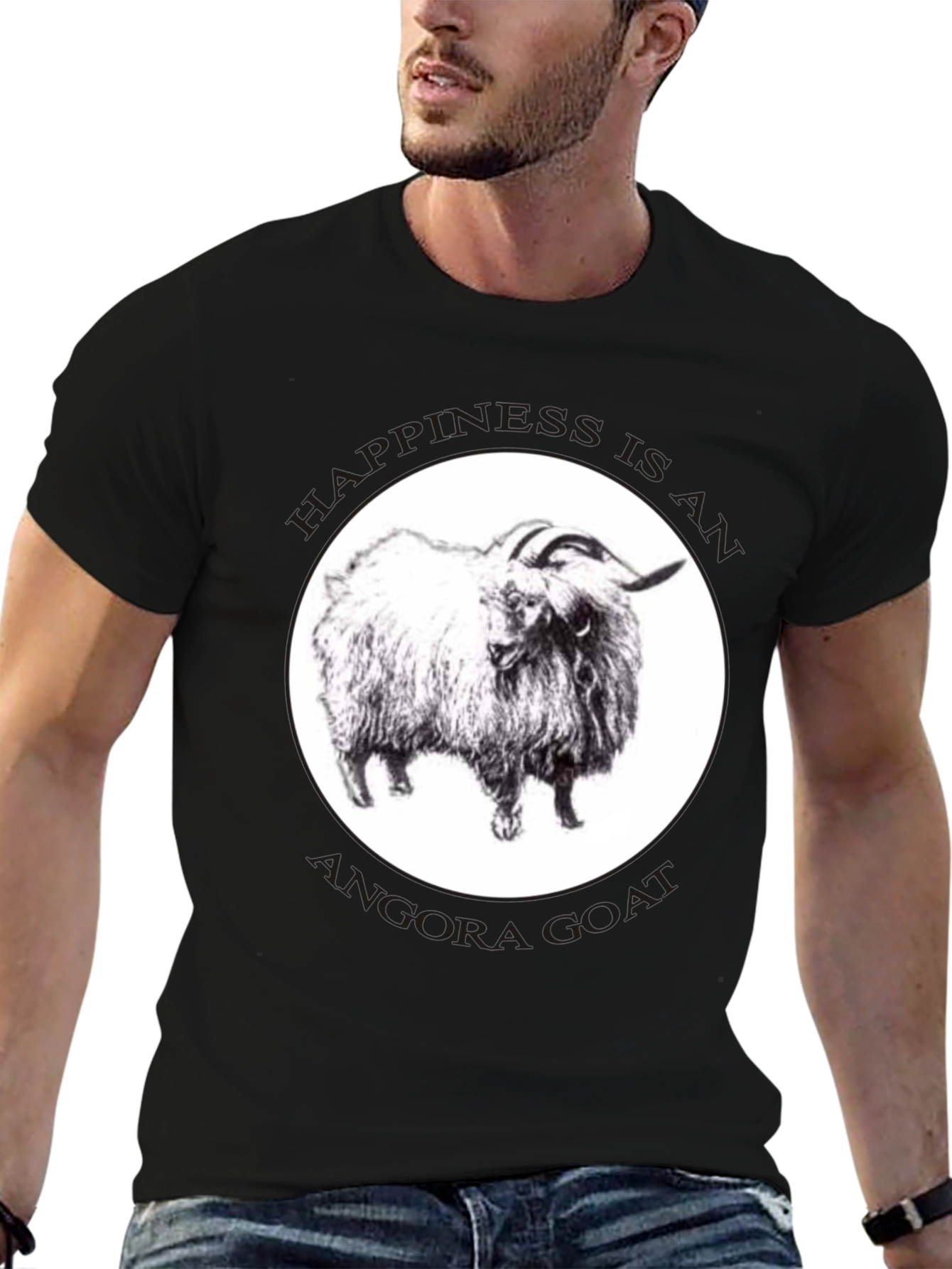 Black Angora Goat Happiness Black T-Shirt view 6