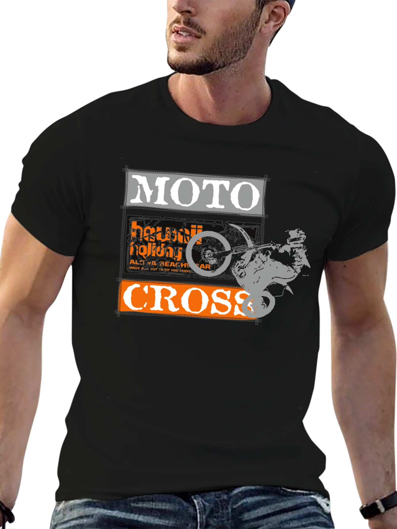 Black MotoCross Graphic T-Shirt - Rider Design view 6