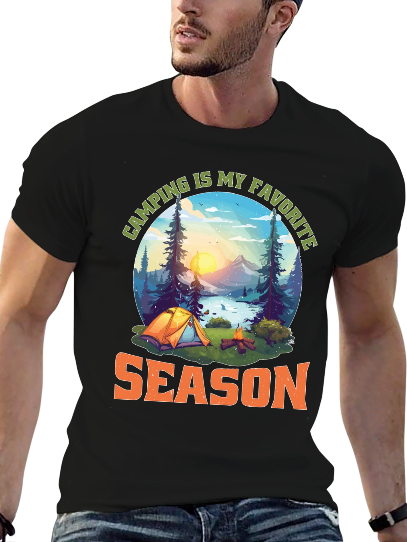 Black Camping Is My Favorite Season Graphic T-Shirt view 6