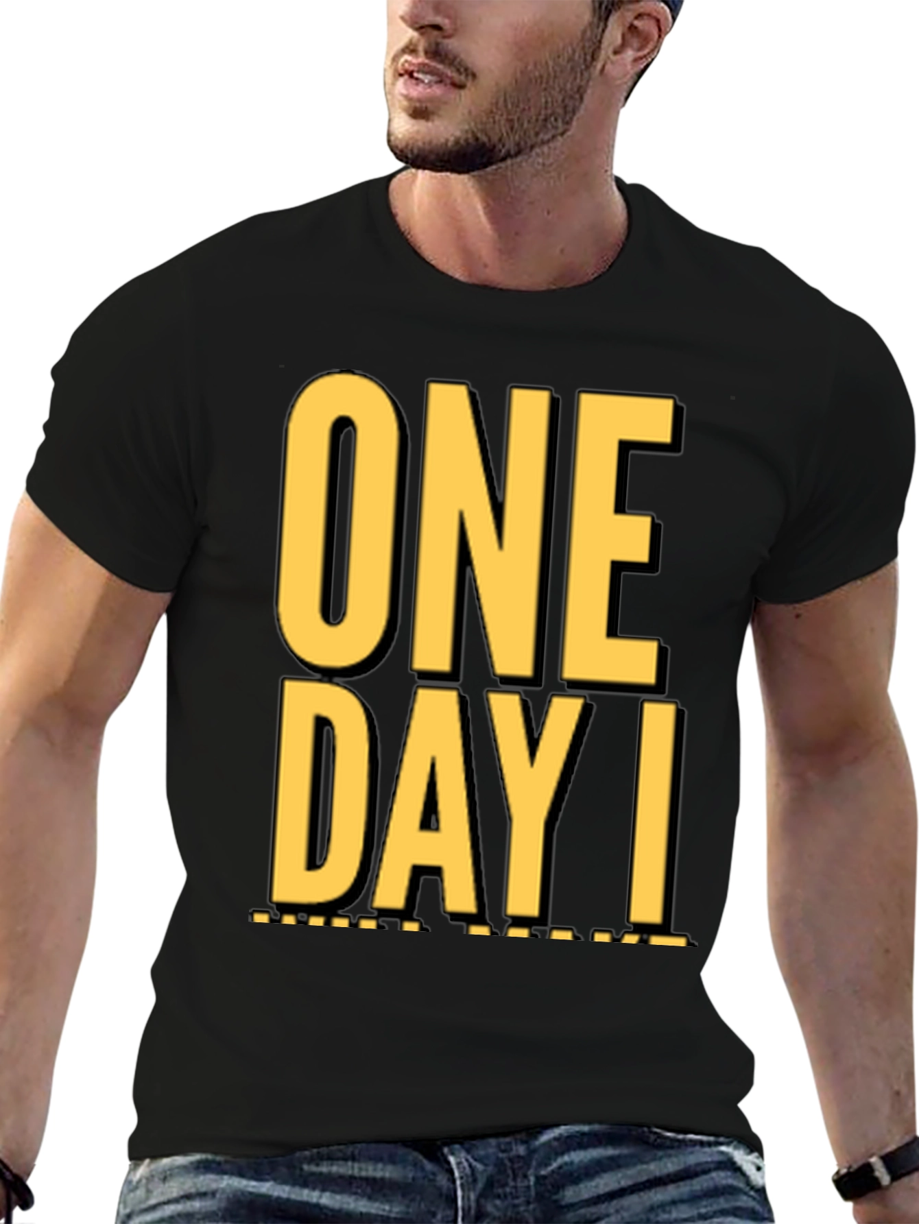 Black One Day I T-Shirt - Stylish Graphic Tee view 6