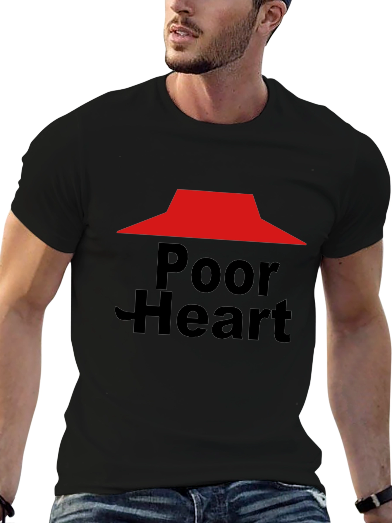 Black Poor Heart Funny Graphic T-Shirt view 6