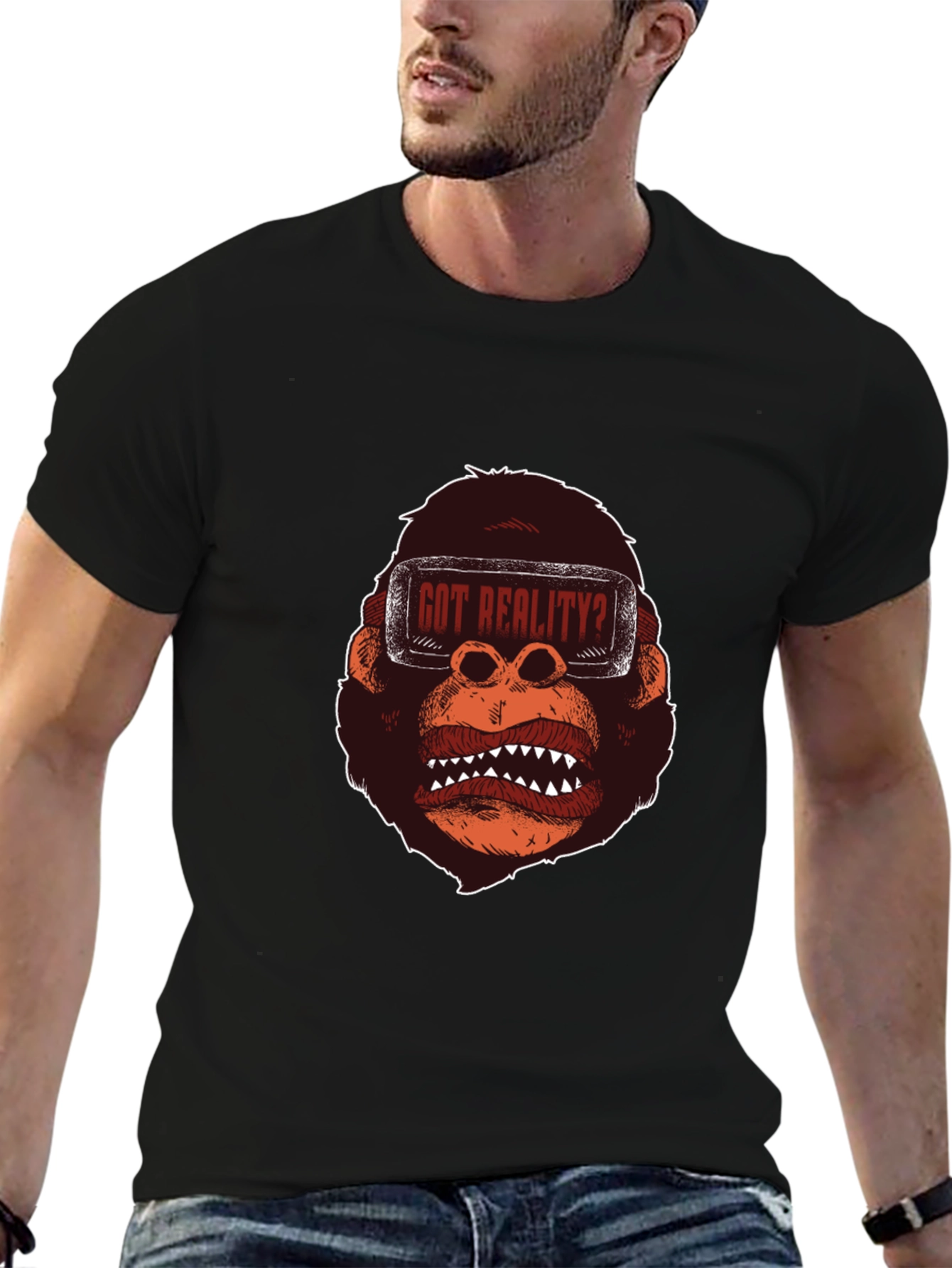 Black Got Reality? Gorilla VR Graphic T-Shirt view 6