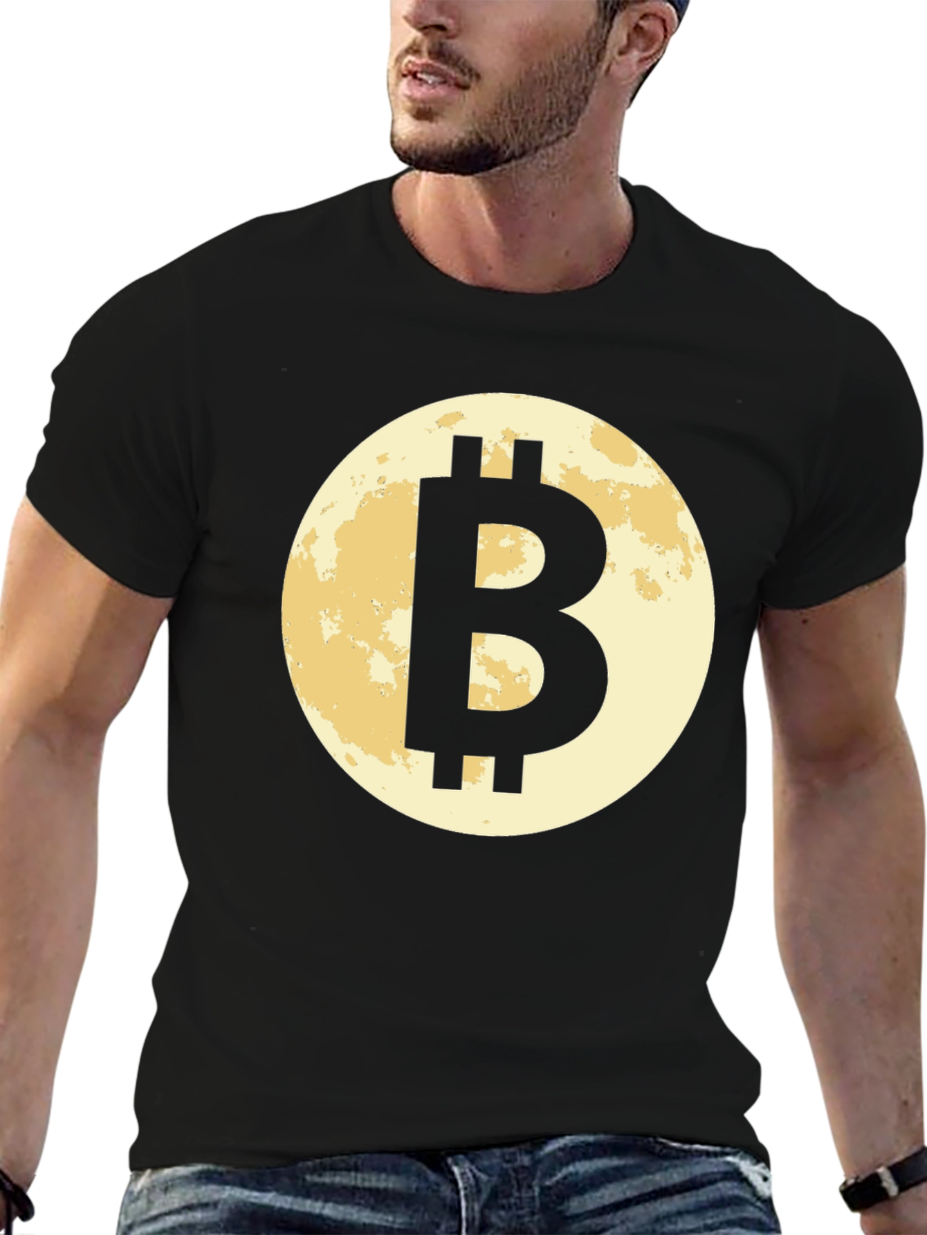 Black Bitcoin Moon Black T-Shirt Cryptocurrency BTC Crypto view 6