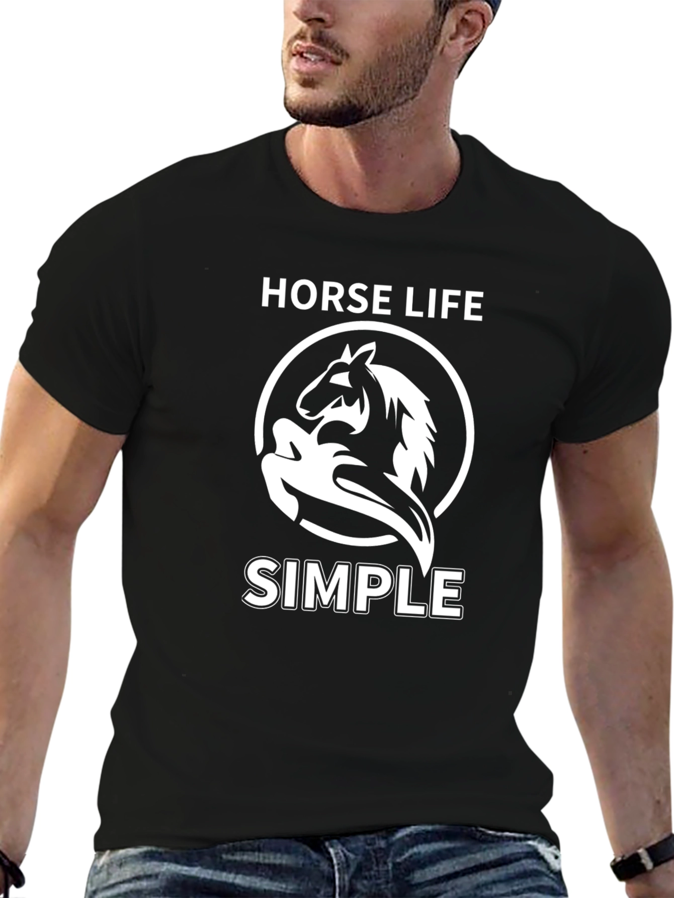 Black Horse Life Simple Black T-Shirt view 6