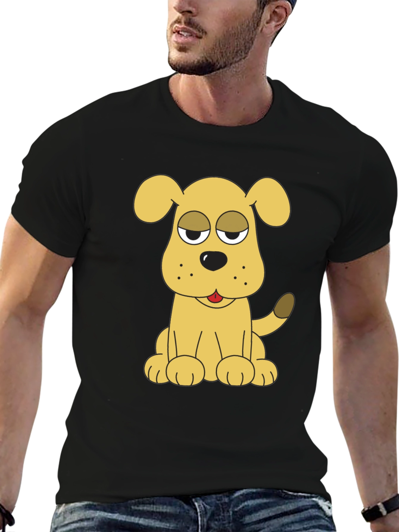Black Dog Cartoon Black T-Shirt view 6