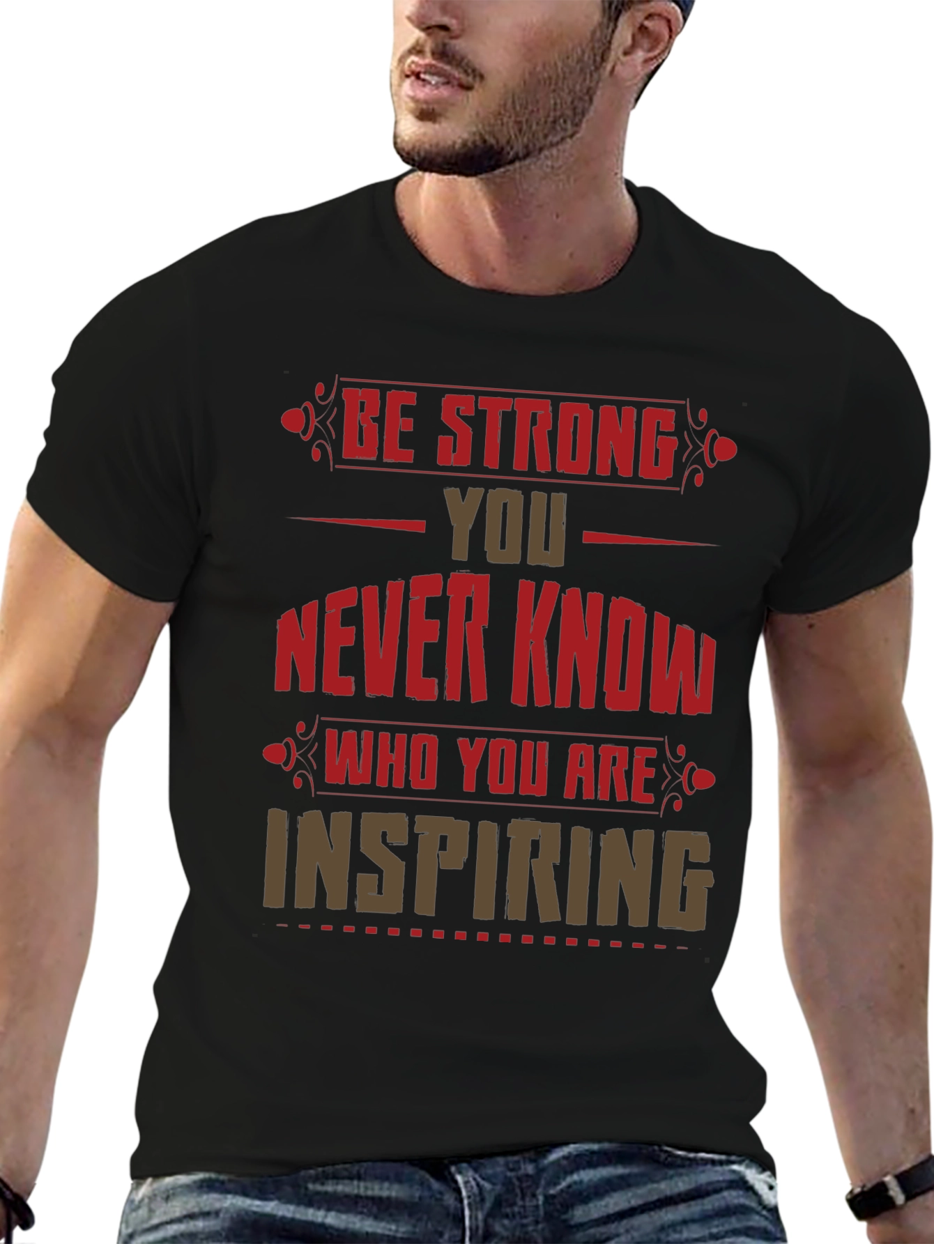 Black Be Strong Graphic Print T-Shirt view 6