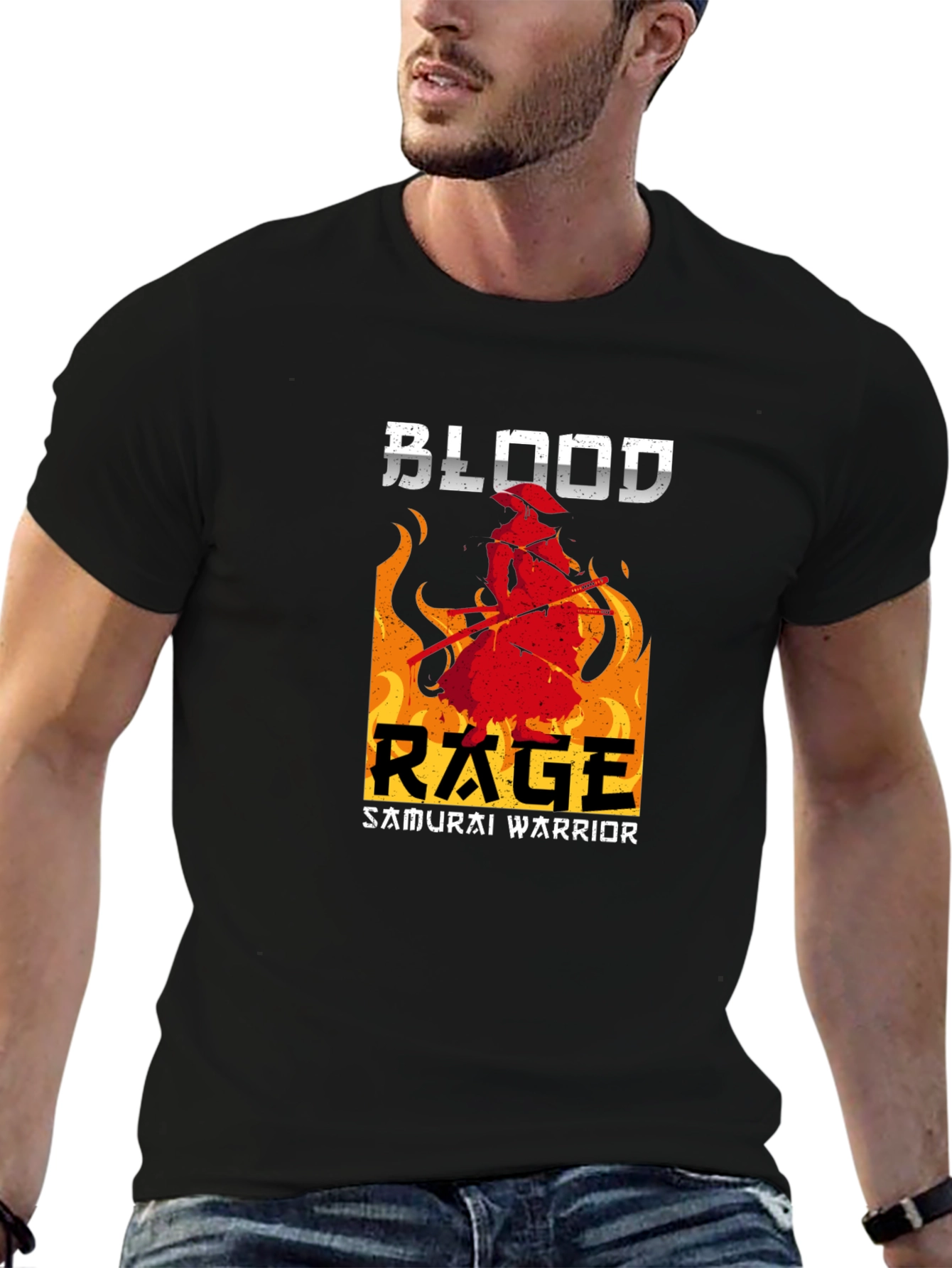 Black Blood Rage Samurai Warrior Graphic Tee view 6