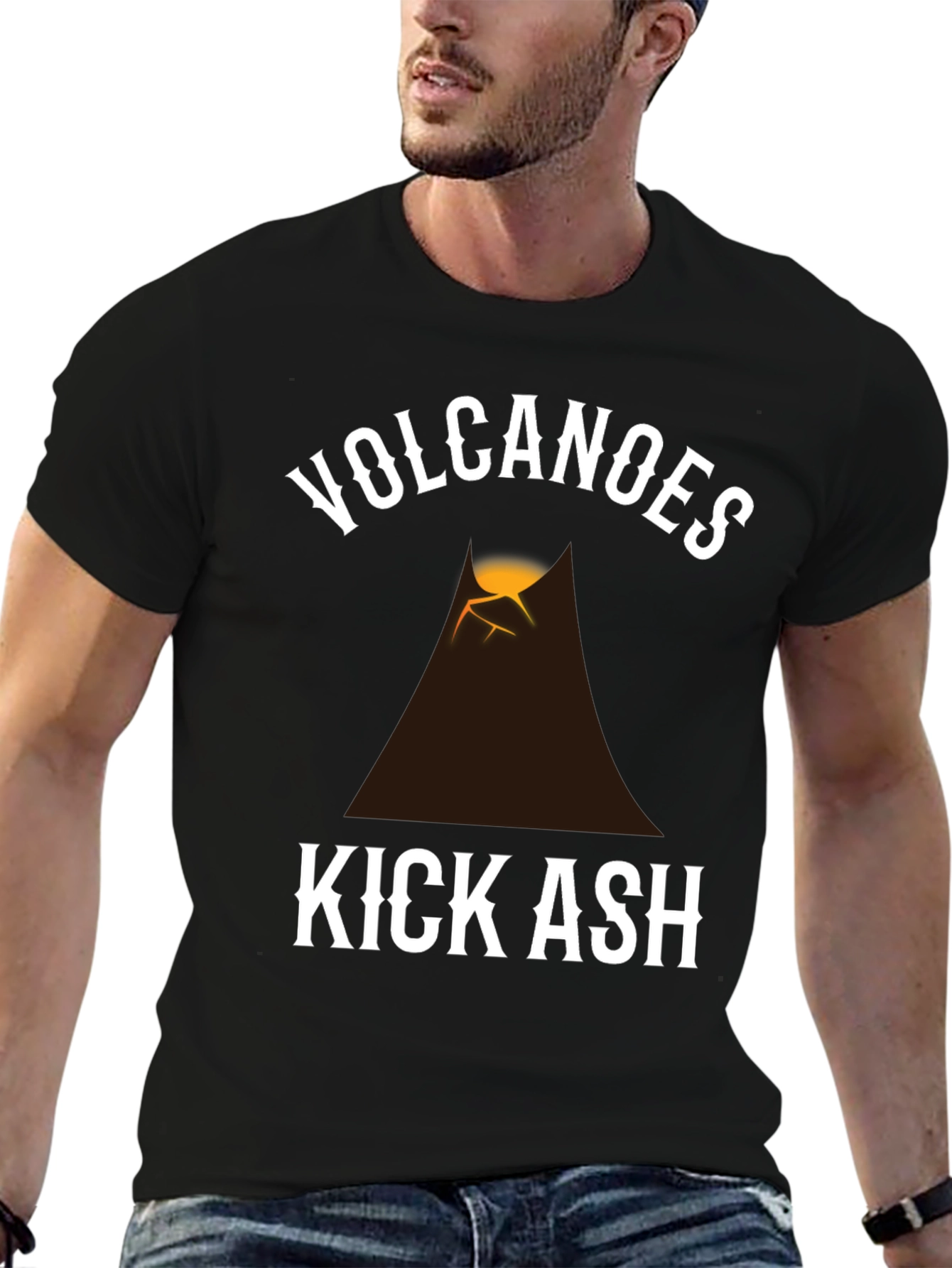 Black Volcanoes Kick Ash Graphic T-Shirt - Black view 6