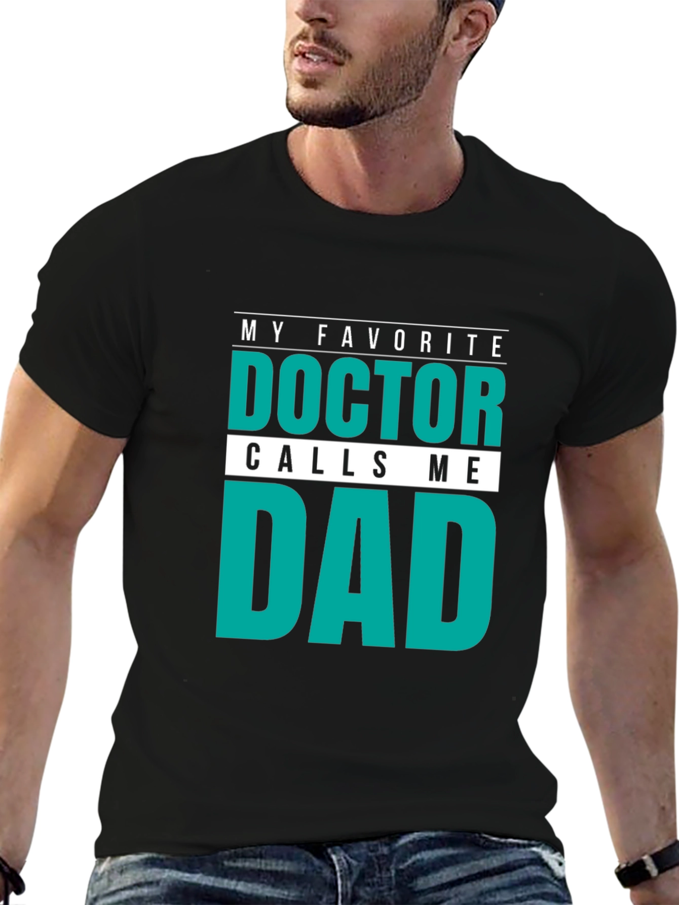 Black My Favorite Doctor Calls Me Dad T-Shirt view 6