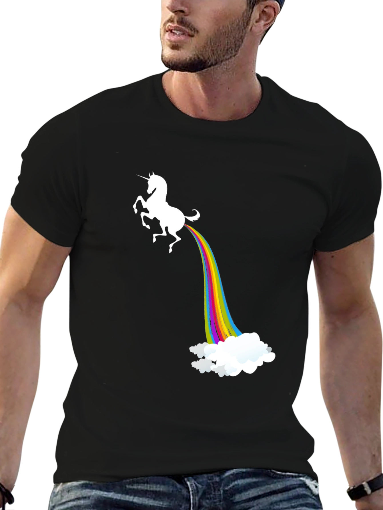 Black Unicorn Rainbow Poop T-Shirt view 6