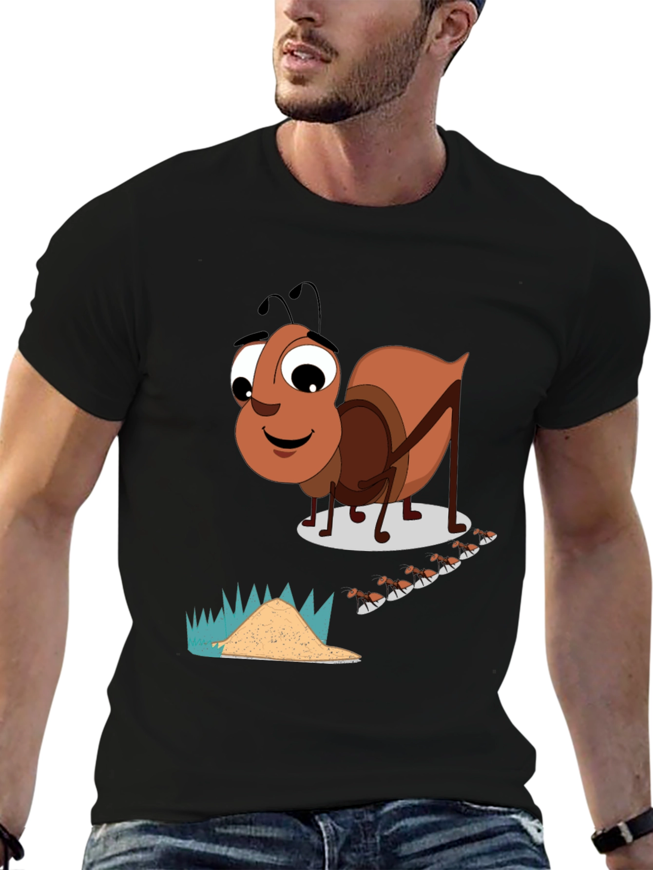 Black Cartoon Ant T-Shirt - Black view 6