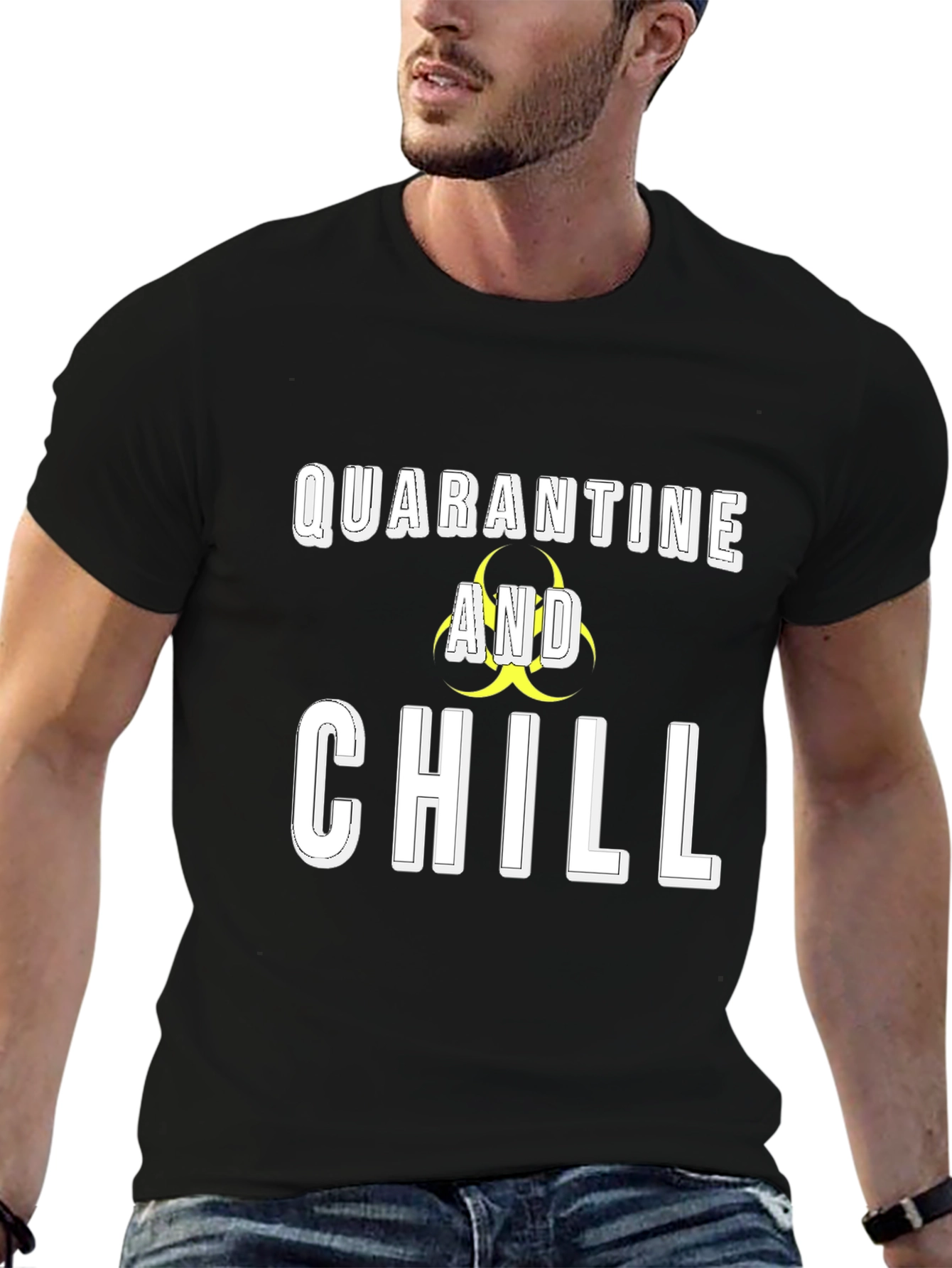 Black Quarantine and Chill Graphic Tee view 6
