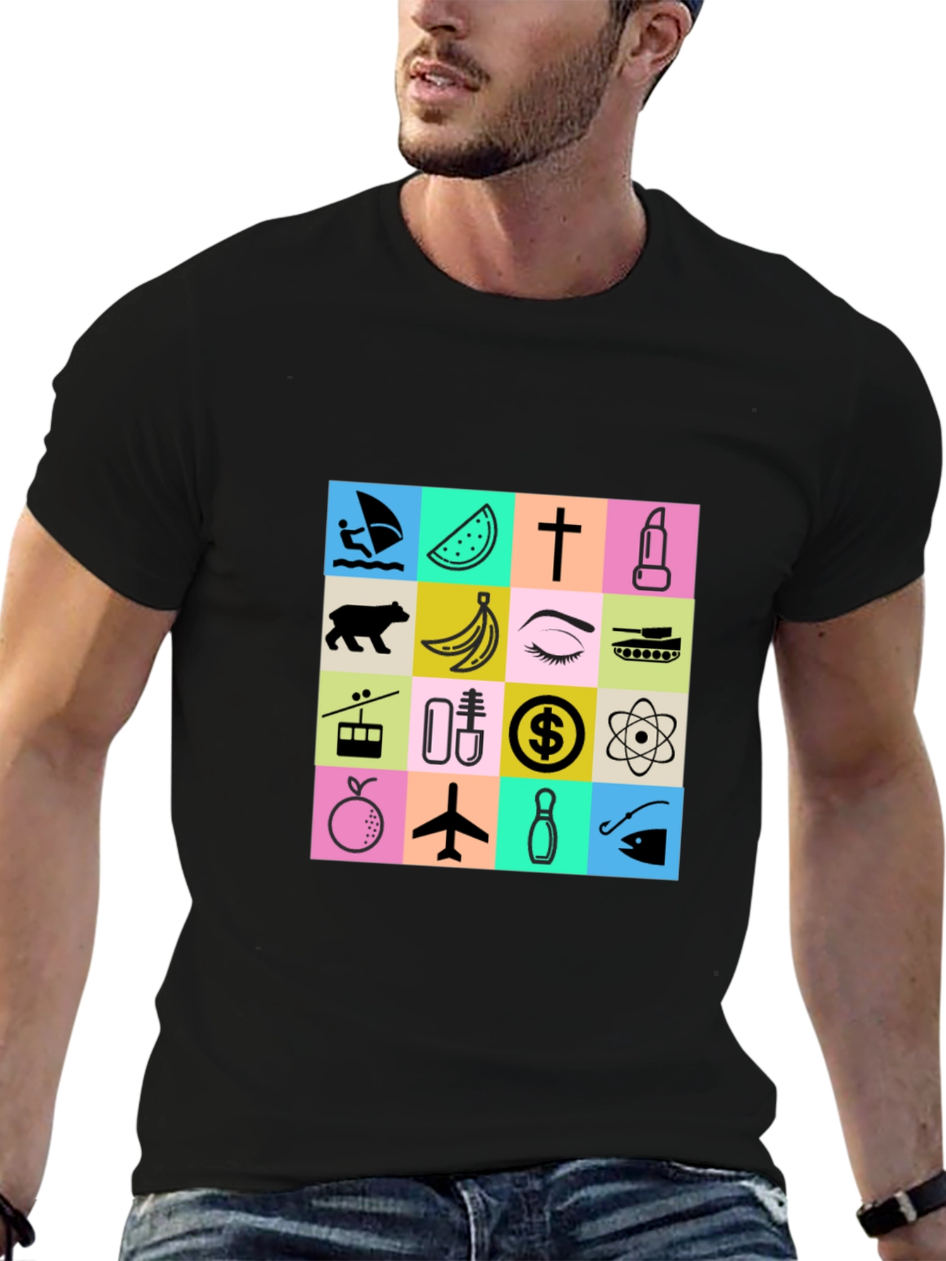 Black Funky Graphic Print T-Shirt view 6