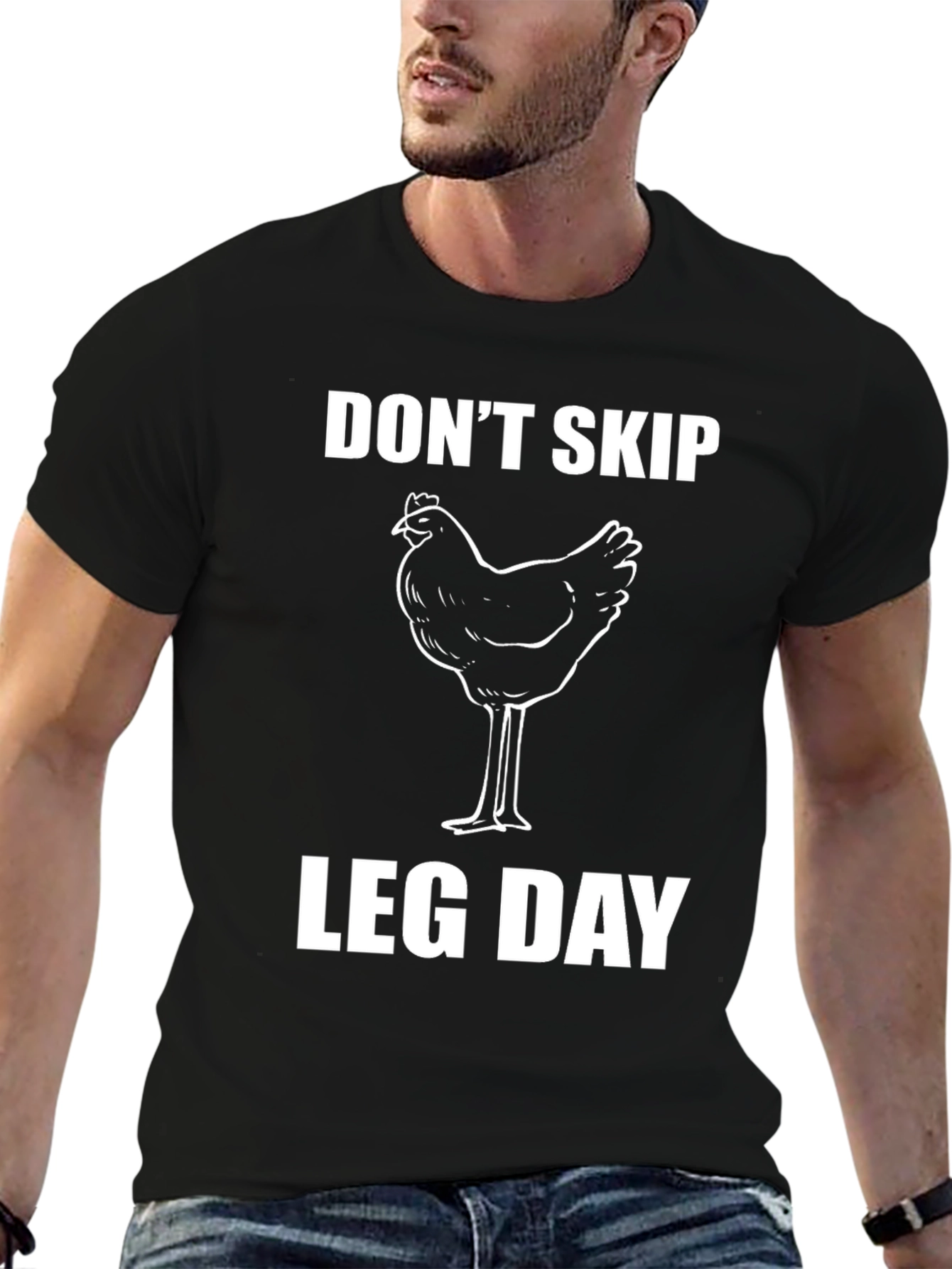 Black Don't Skip Leg Day Funny Chicken T-Shirt view 6