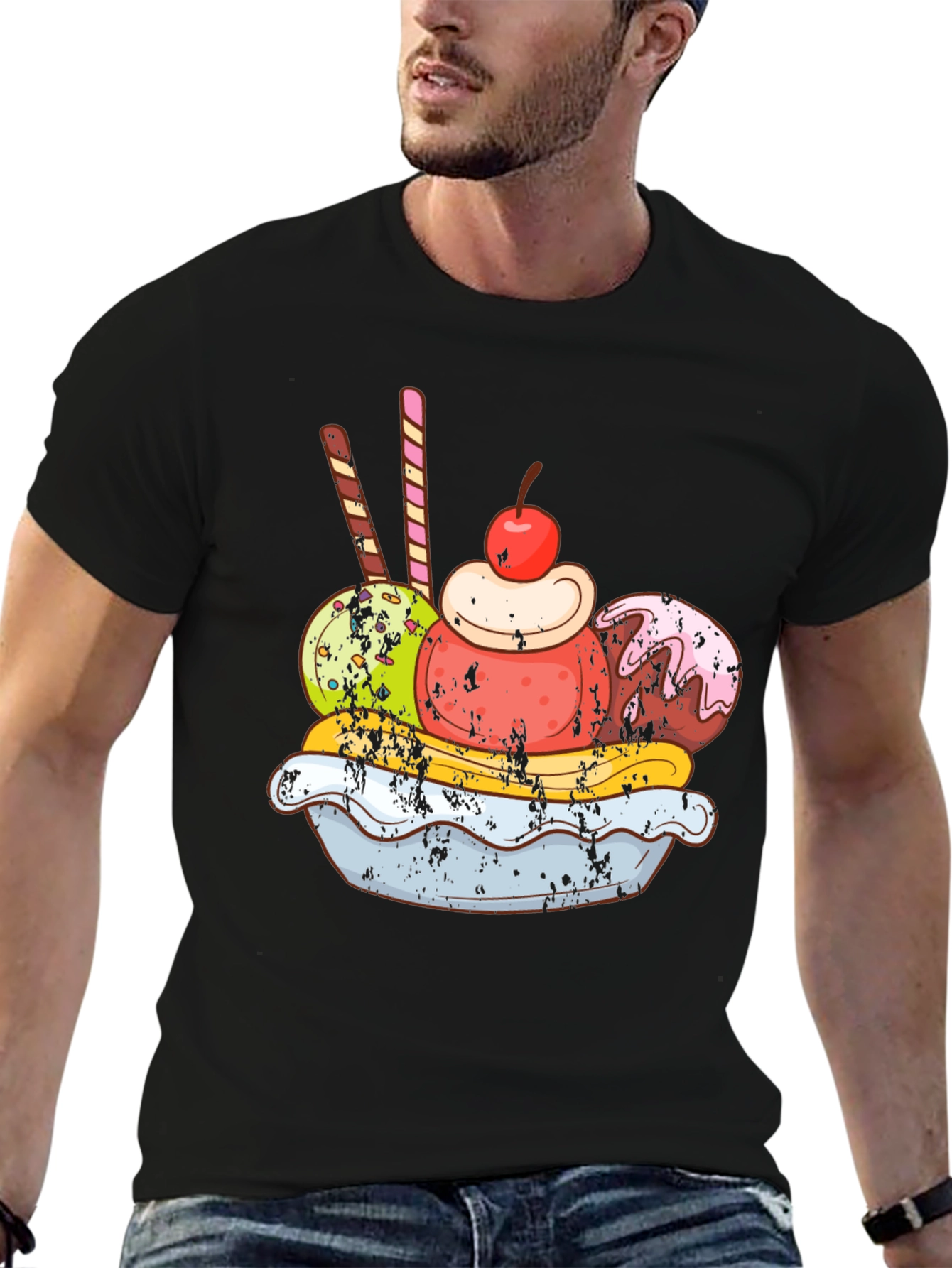 Black Ice Cream Sundae Graphic Tee - Tasty Design view 6