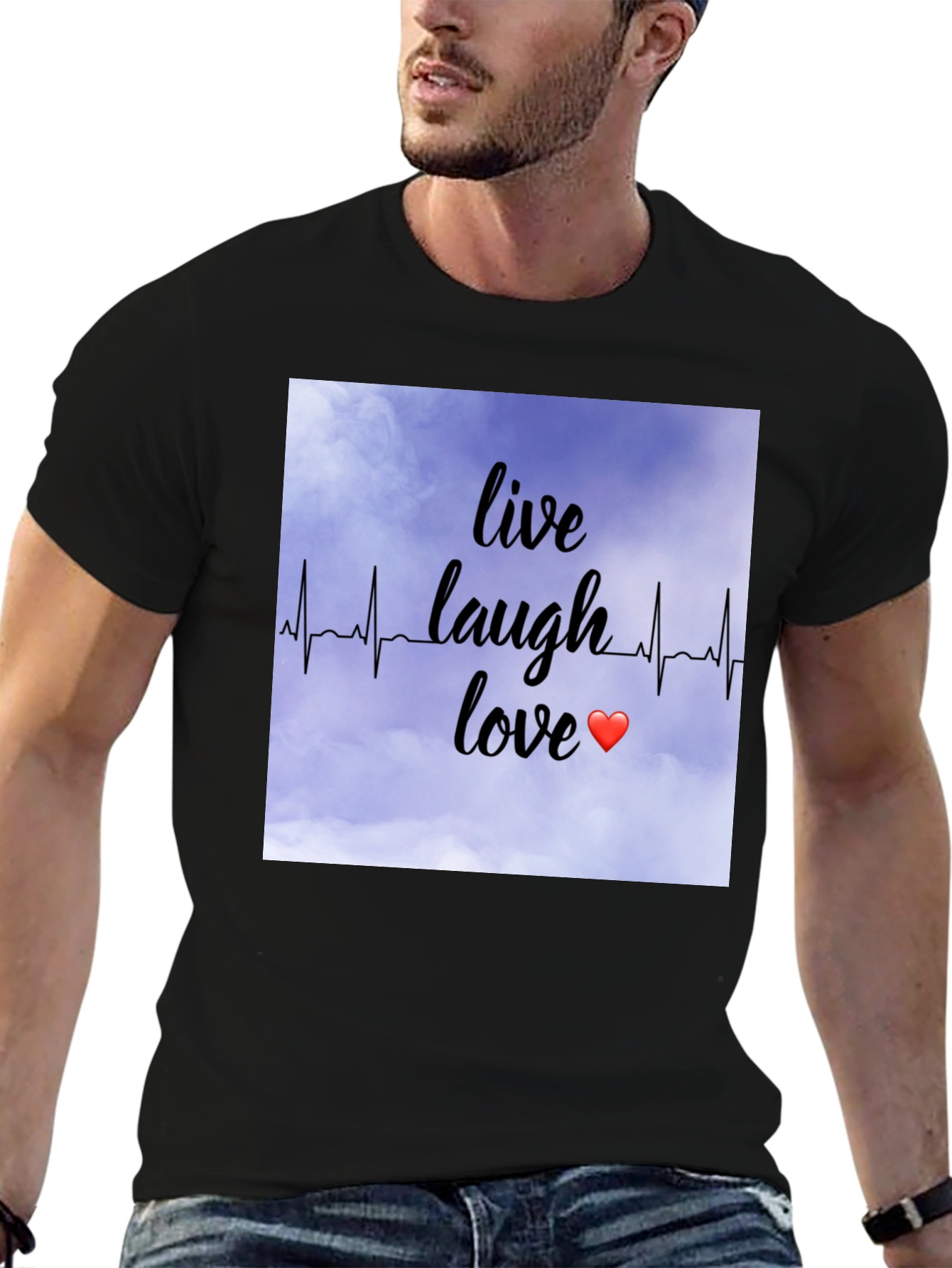 Black Live Laugh Love Heartbeat T-Shirt view 6