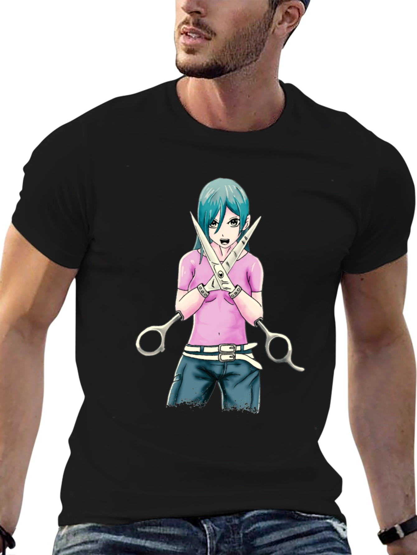 Black Anime Girl Graphic T-Shirt - Stylish Cotton Tee view 6