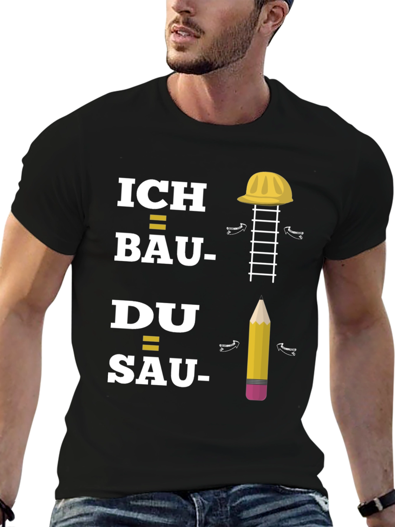 Black Construction T-Shirt: Ich Bau, Du Sau view 6
