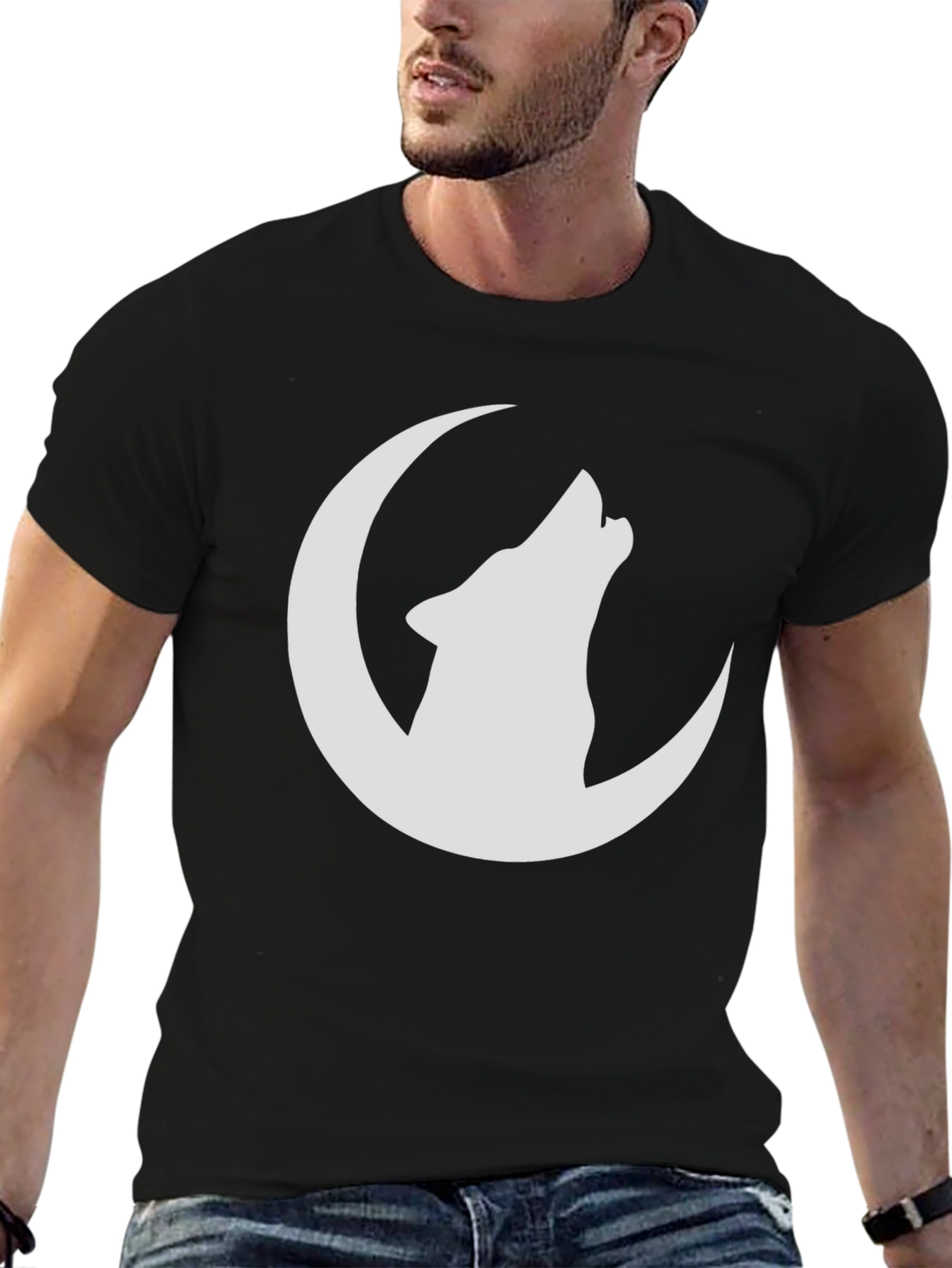 Black Wolf Moon Graphic T-Shirt - Black view 6
