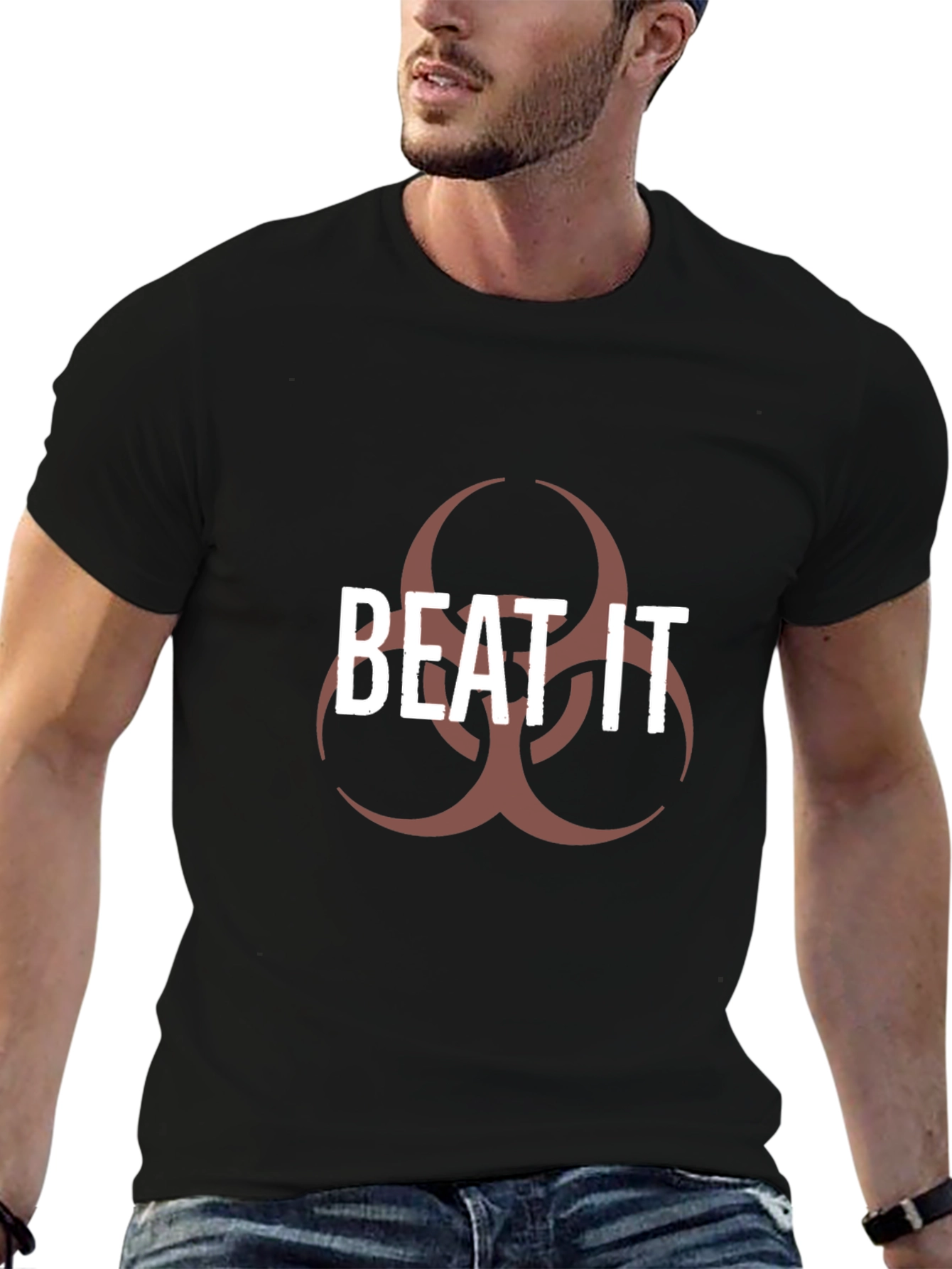 Black Beat It Biohazard T-Shirt - Bold Graphic Tee view 6