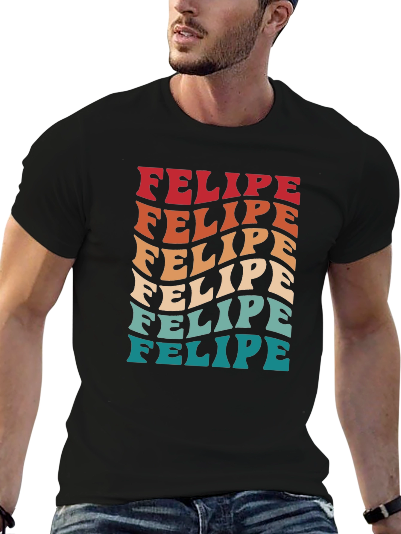 Black Retro Felipe T-Shirt - Funky Name Tee view 6