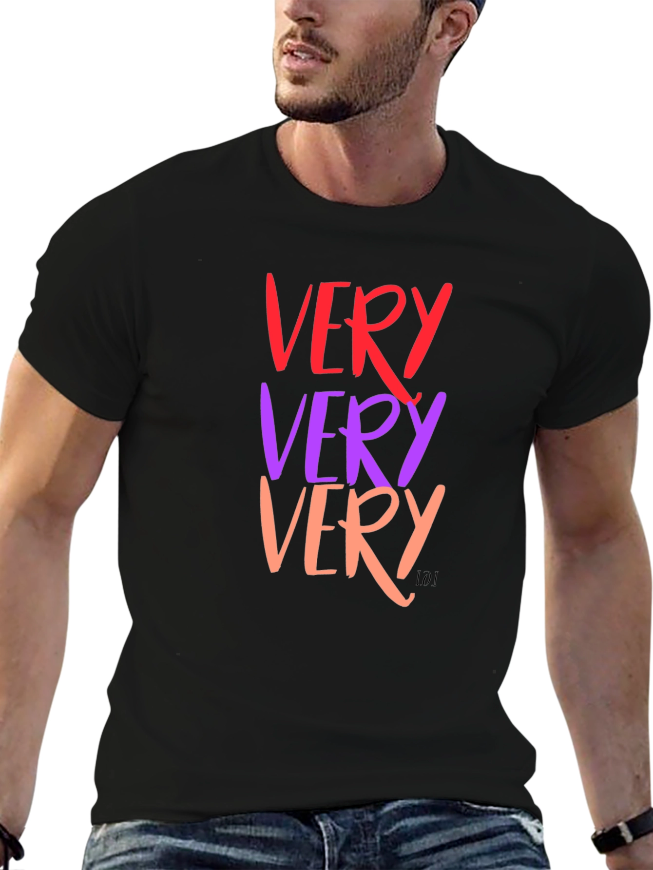 Black Very Graphic T-Shirt - Crew Neck, Short Sleeve, Bold Colors view 6