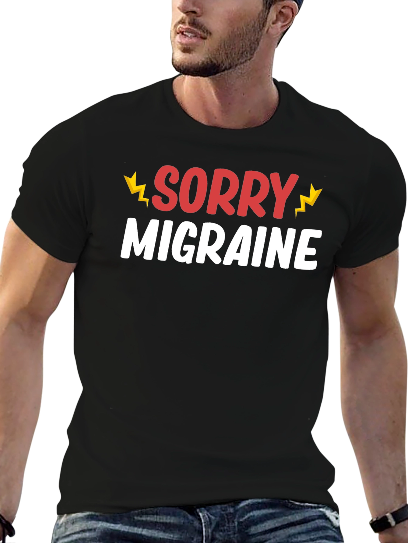 Black Sorry Migraine Funny T-Shirt - Novelty Graphic Tee view 6