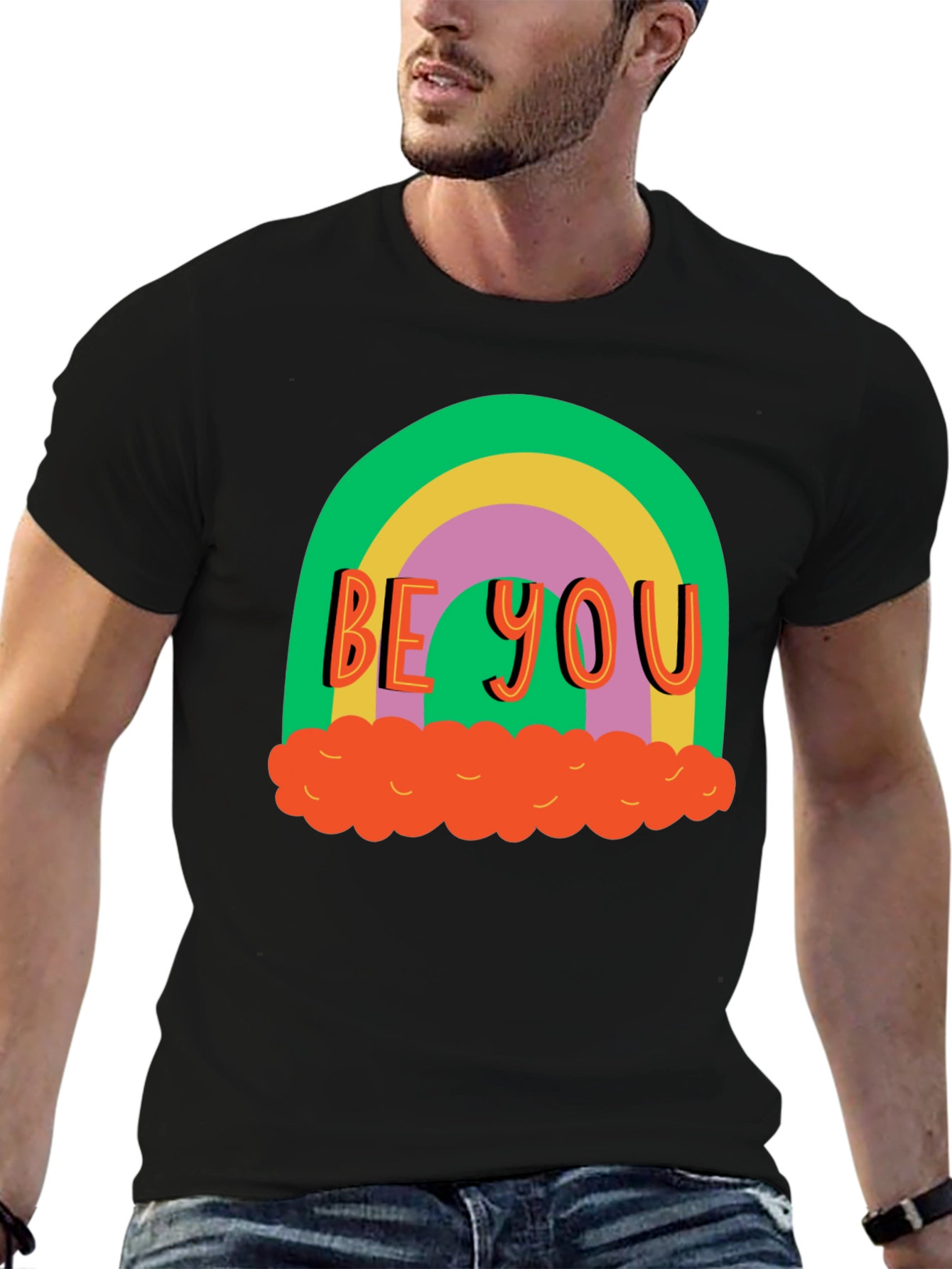 Black Be You Rainbow Graphic Tee - Black Cotton Blend view 6
