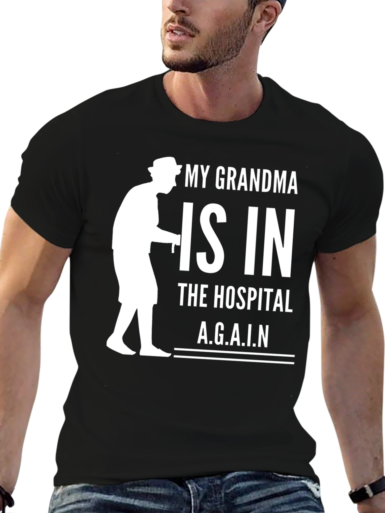 Black My Grandma is in the Hospital T-Shirt view 6