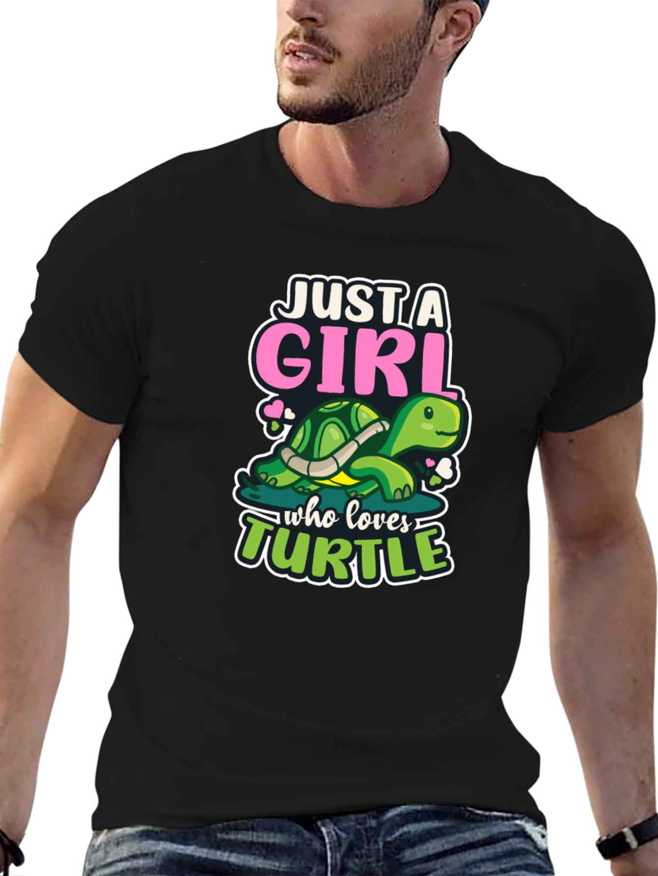 Black Just A Girl Who Loves Turtle T-Shirt view 6