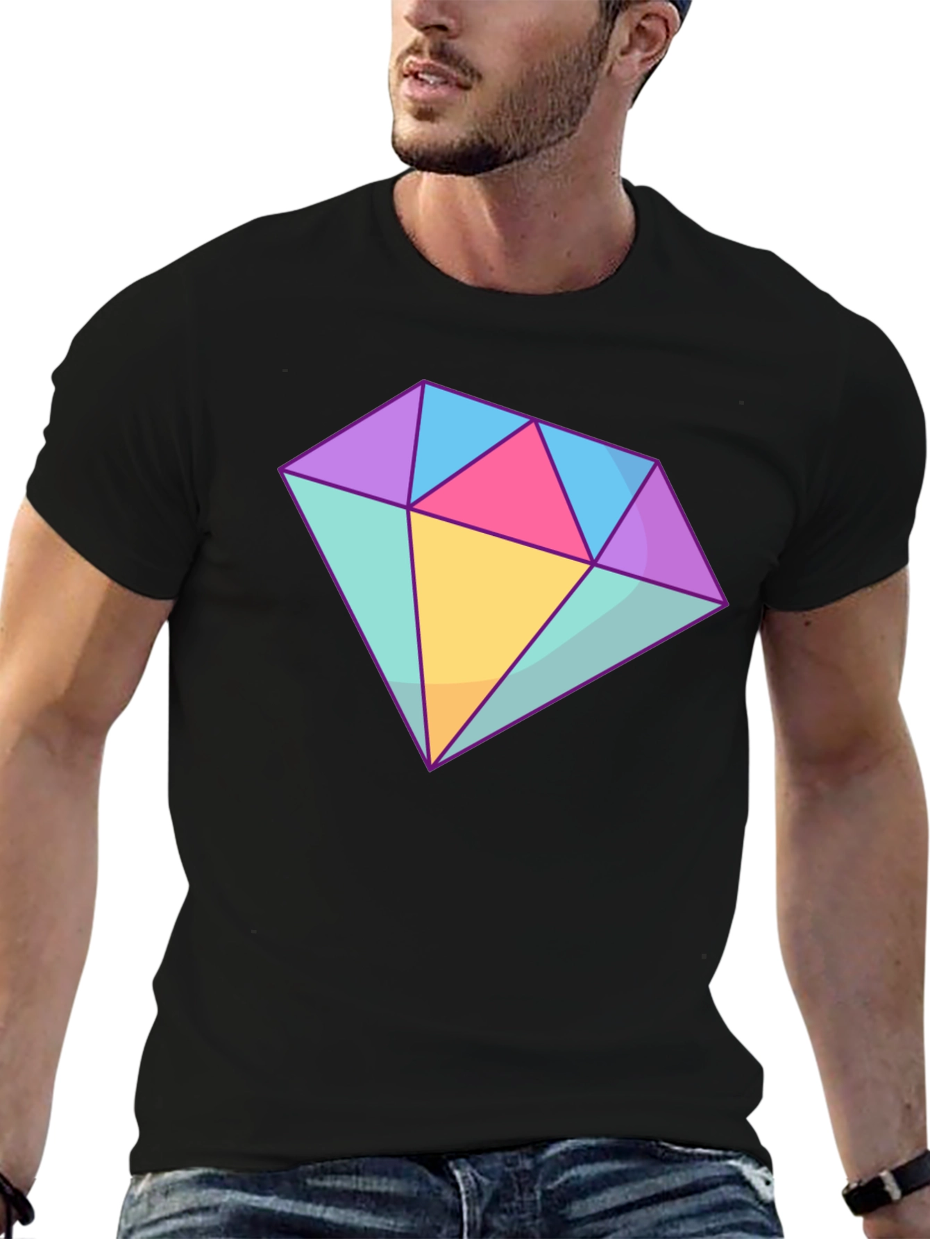 Black Diamond Graphic Tee - Stylish Cotton Blend T-Shirt view 6