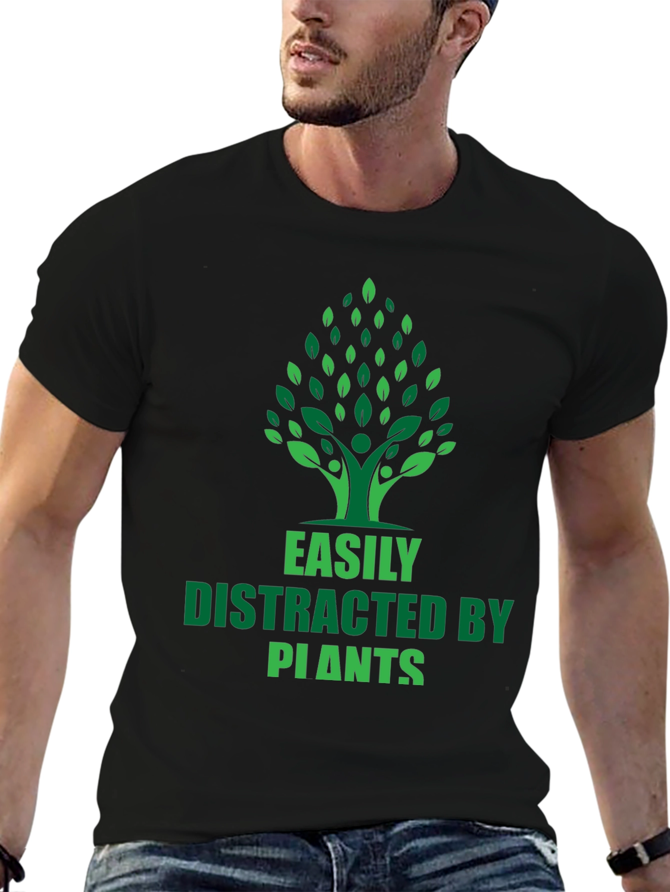 Black Easily Distracted by Plants Graphic T-Shirt view 6