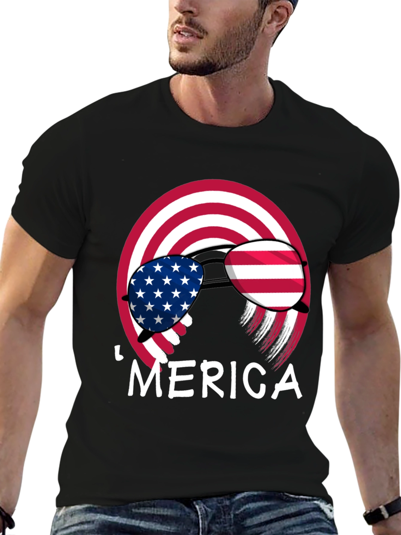 Black Patriotic 'Merica T-Shirt view 6