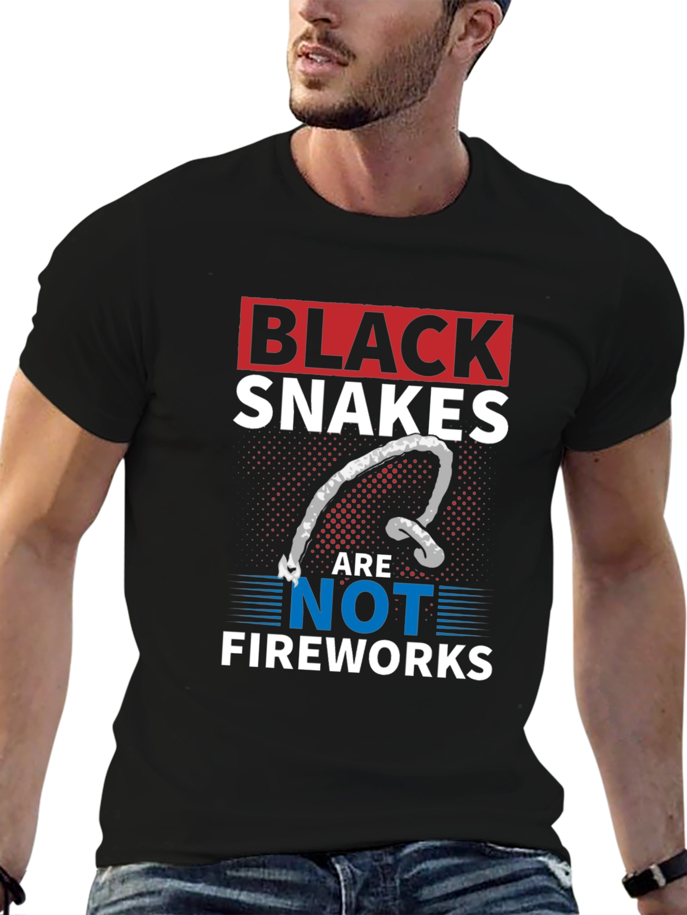 Black Black Snakes Are Not Fireworks T-Shirt view 6